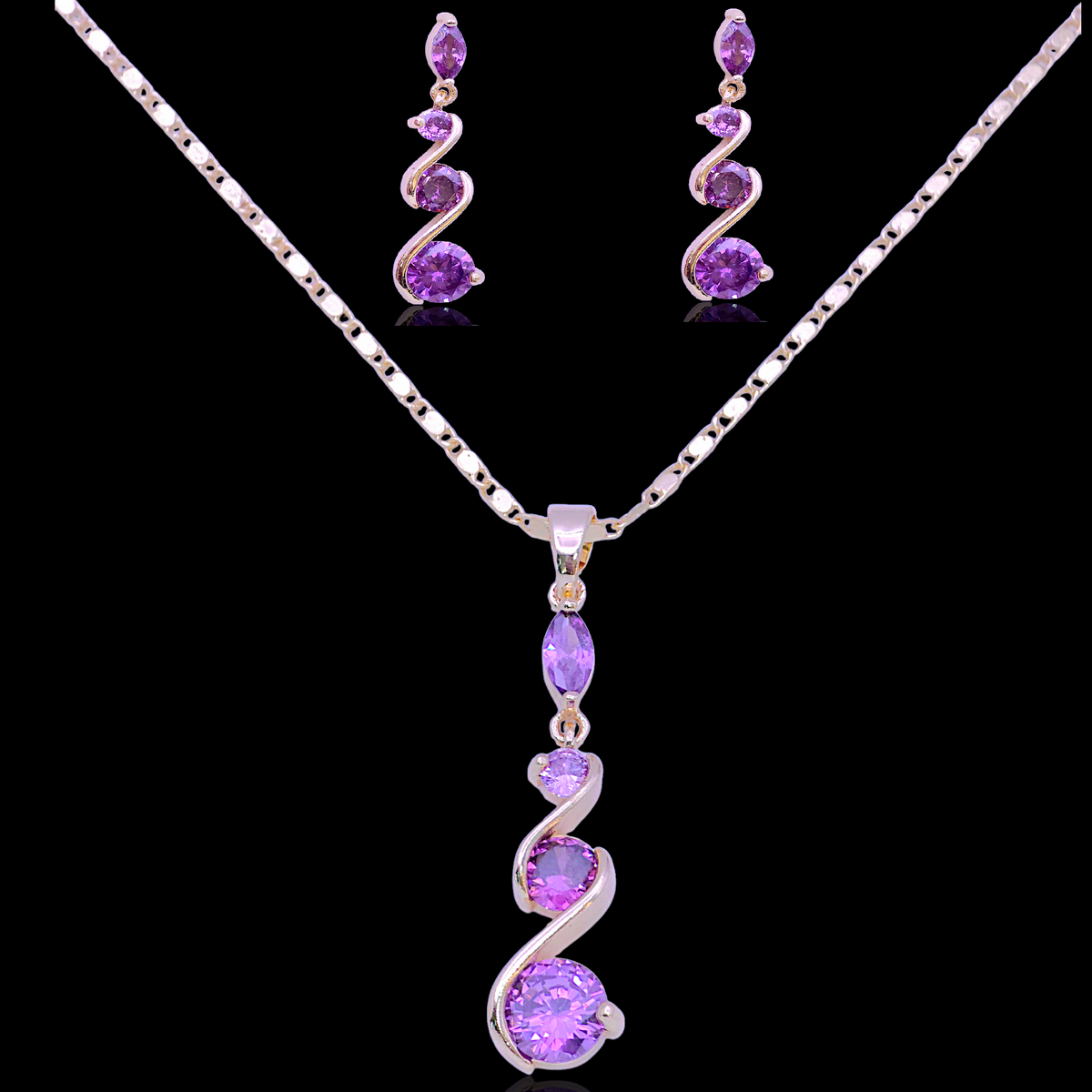Oro Laminado Venetian Royalty Raindrop Zirconia Set