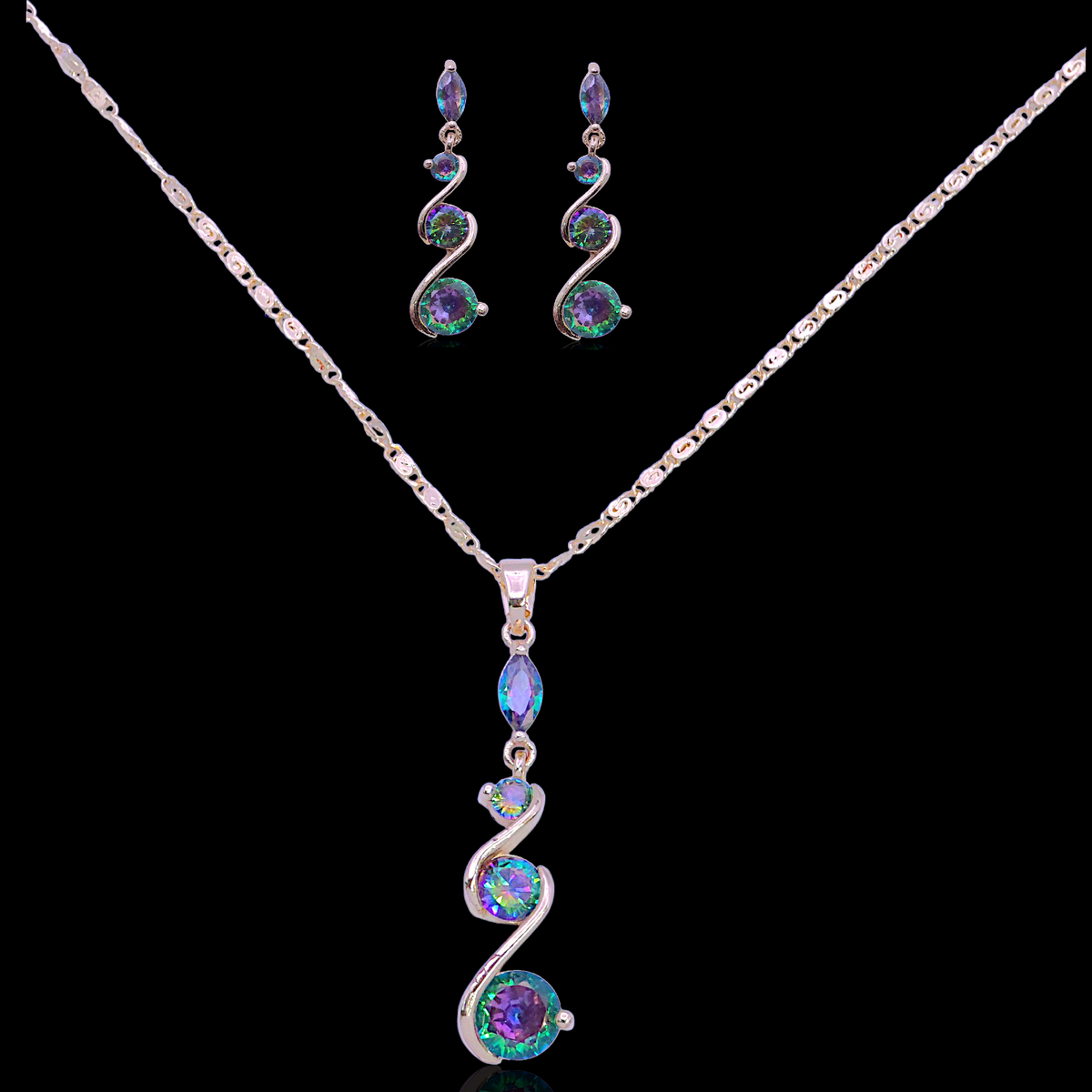 Oro Laminado Venetian Royalty Raindrop Zirconia Set