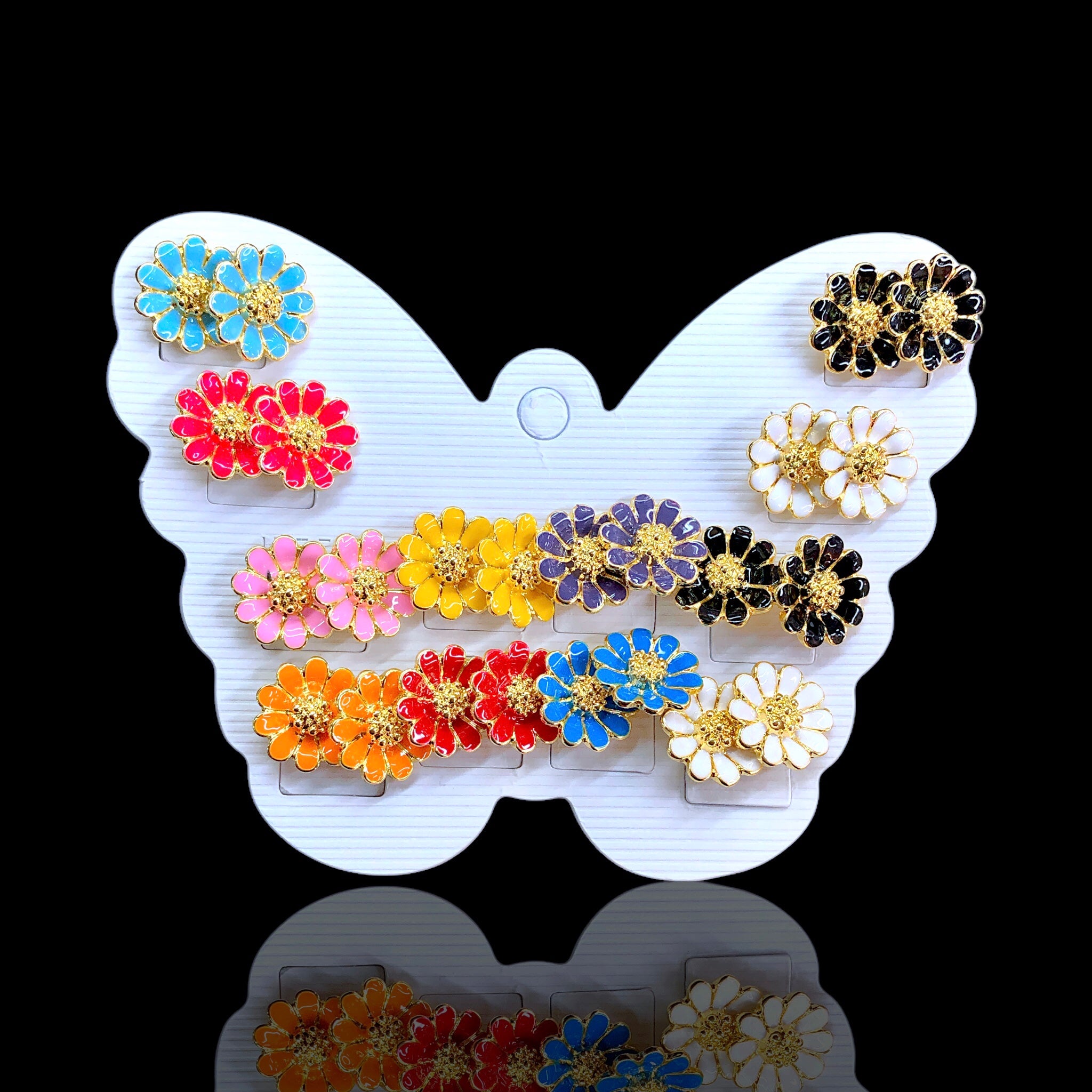 Oro Laminado Wild Flower Stud Earrings (Pack of 12)