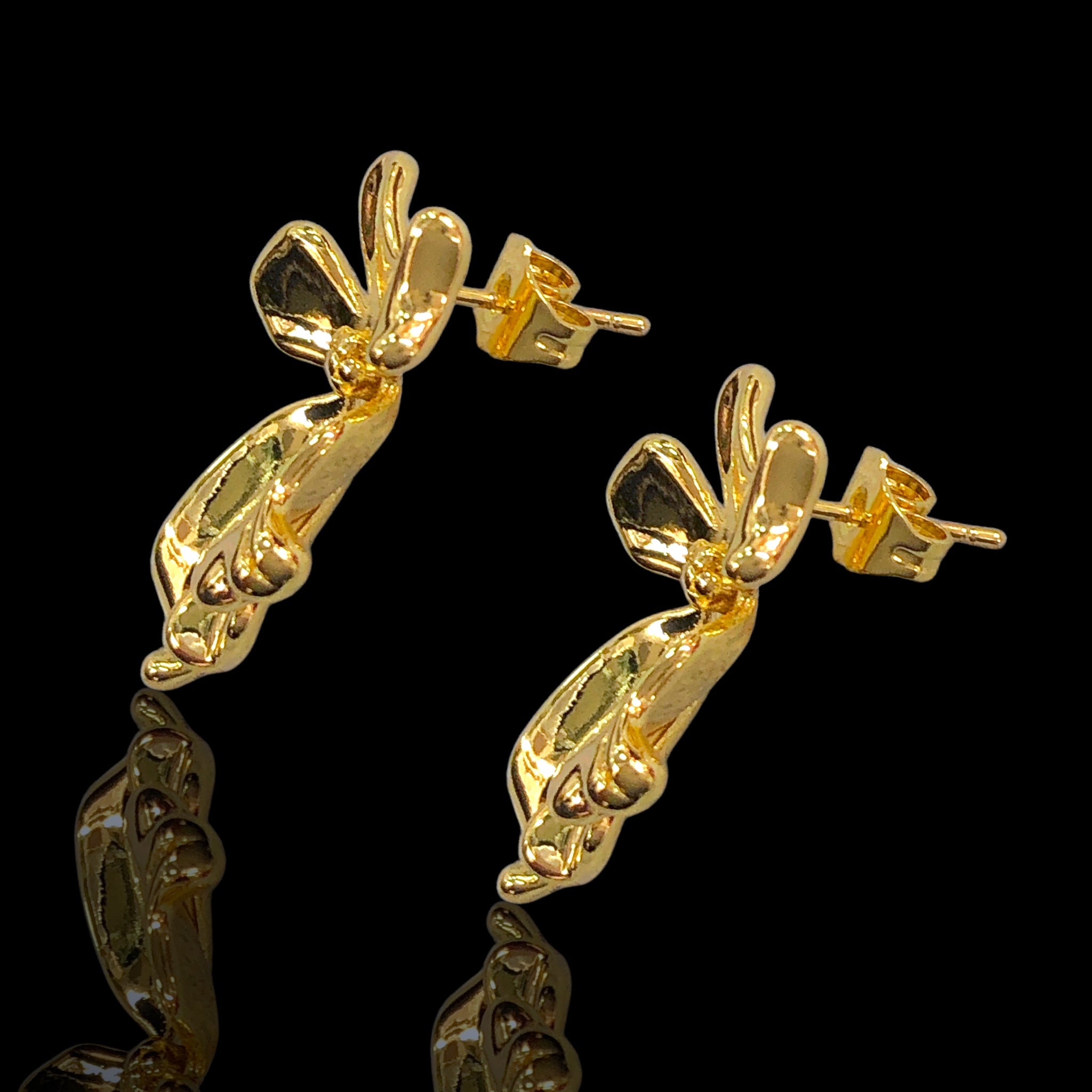 Oro Laminado Gold Filled Orchid Grace Stud Earrings