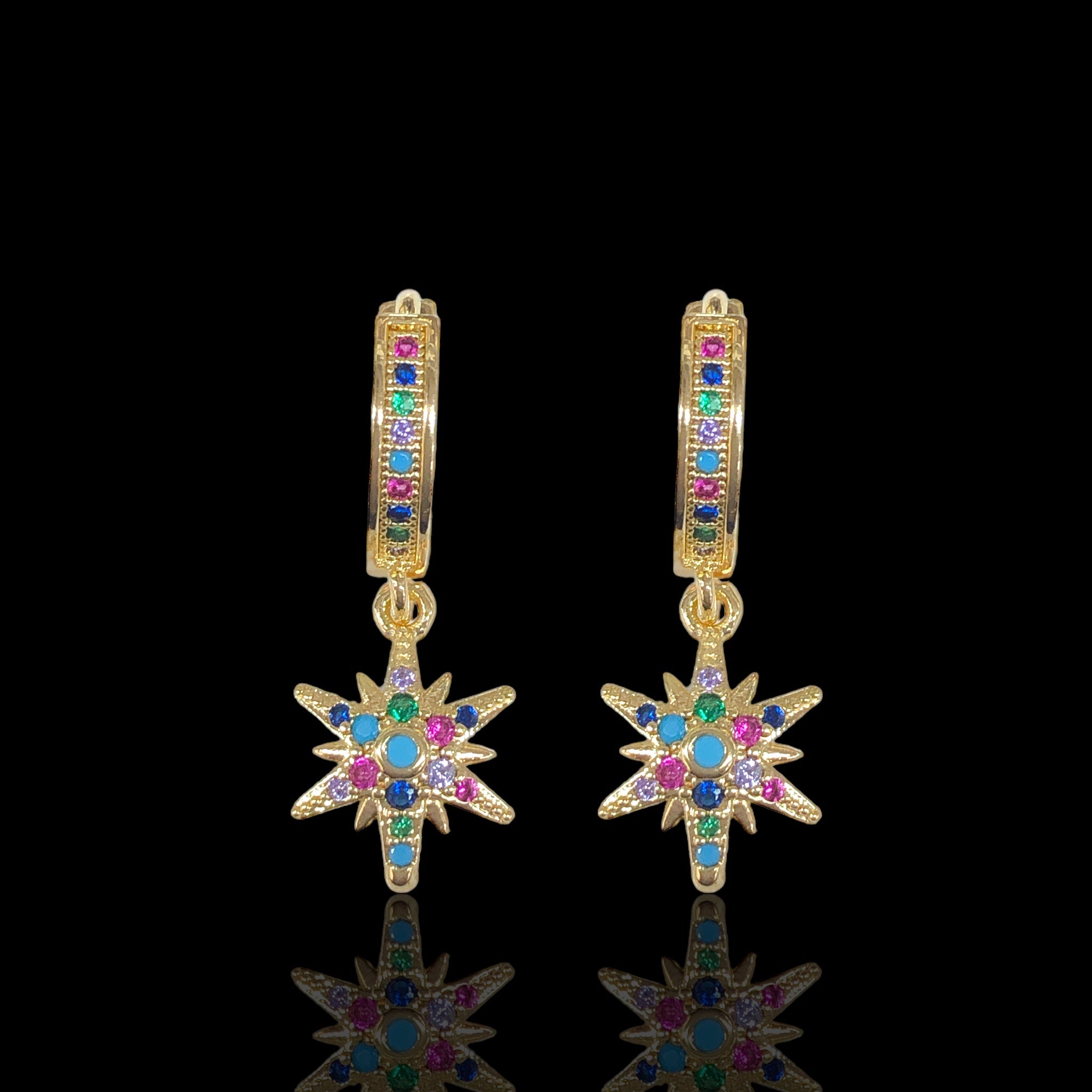 18K Gold Filled Northern Star CZ Dangle Earrings
