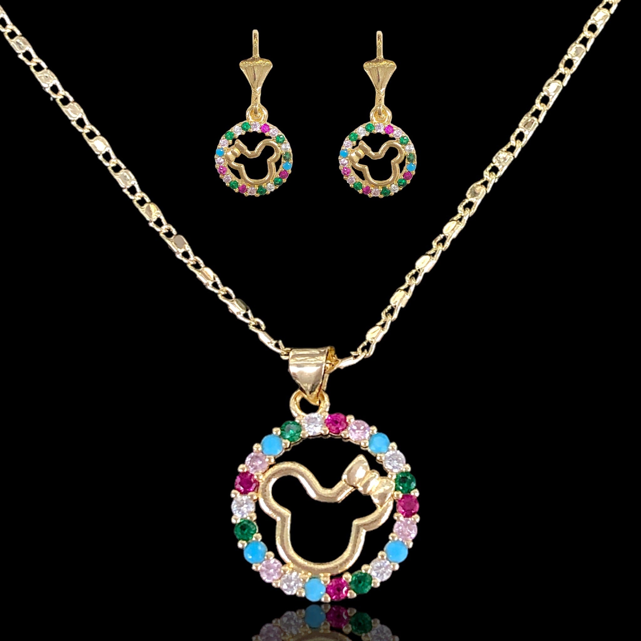 18K Gold Filled Baby Girl Teddy Bear Set- kuania Oro Laminado