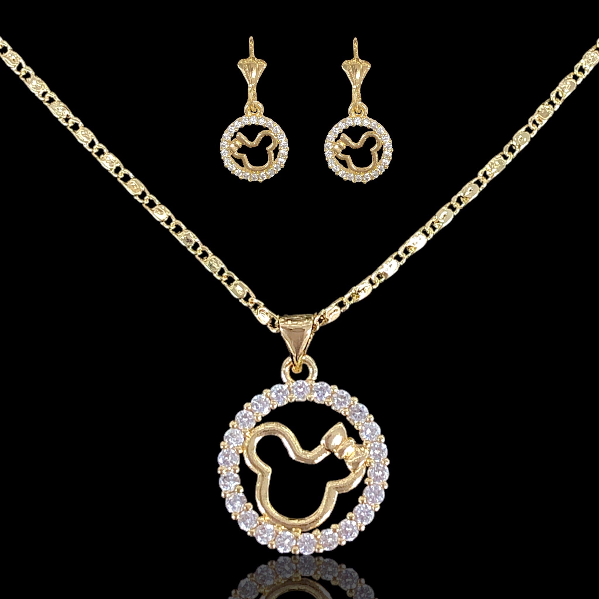 18K Gold Filled Baby Girl Teddy Bear Set- kuania Oro Laminado