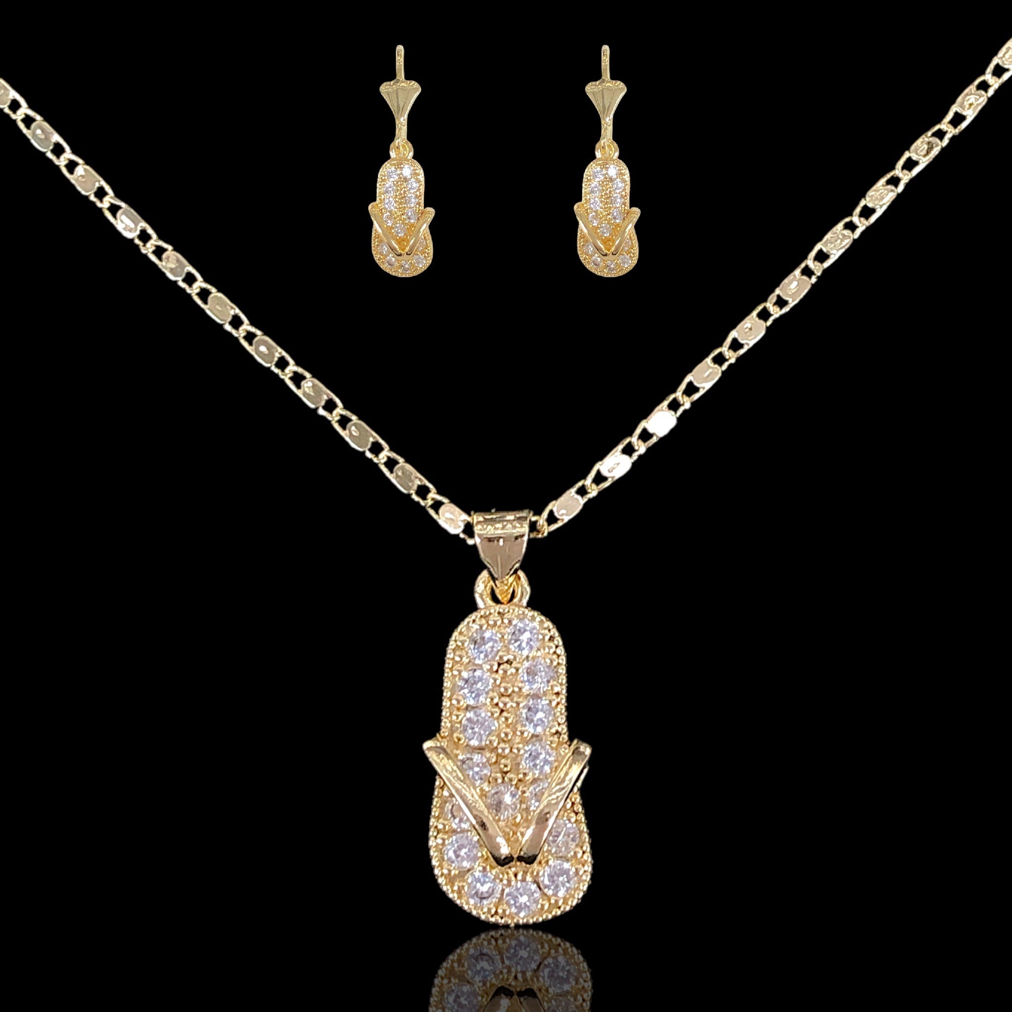 18K Gold Filled Bali Lucky Sandals Set- kuania oro laminado