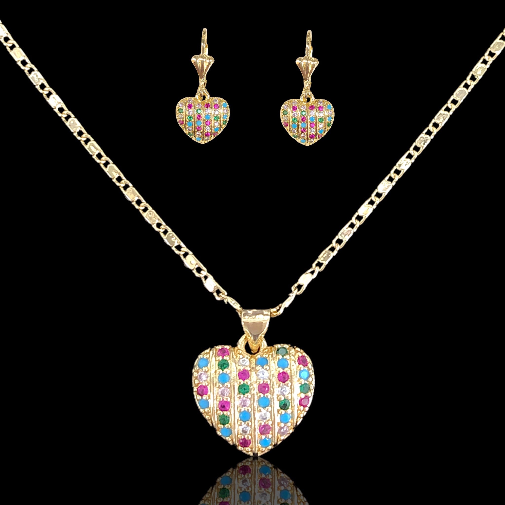 18K Gold Filled Heart of Venice Set- kuania oro laminado