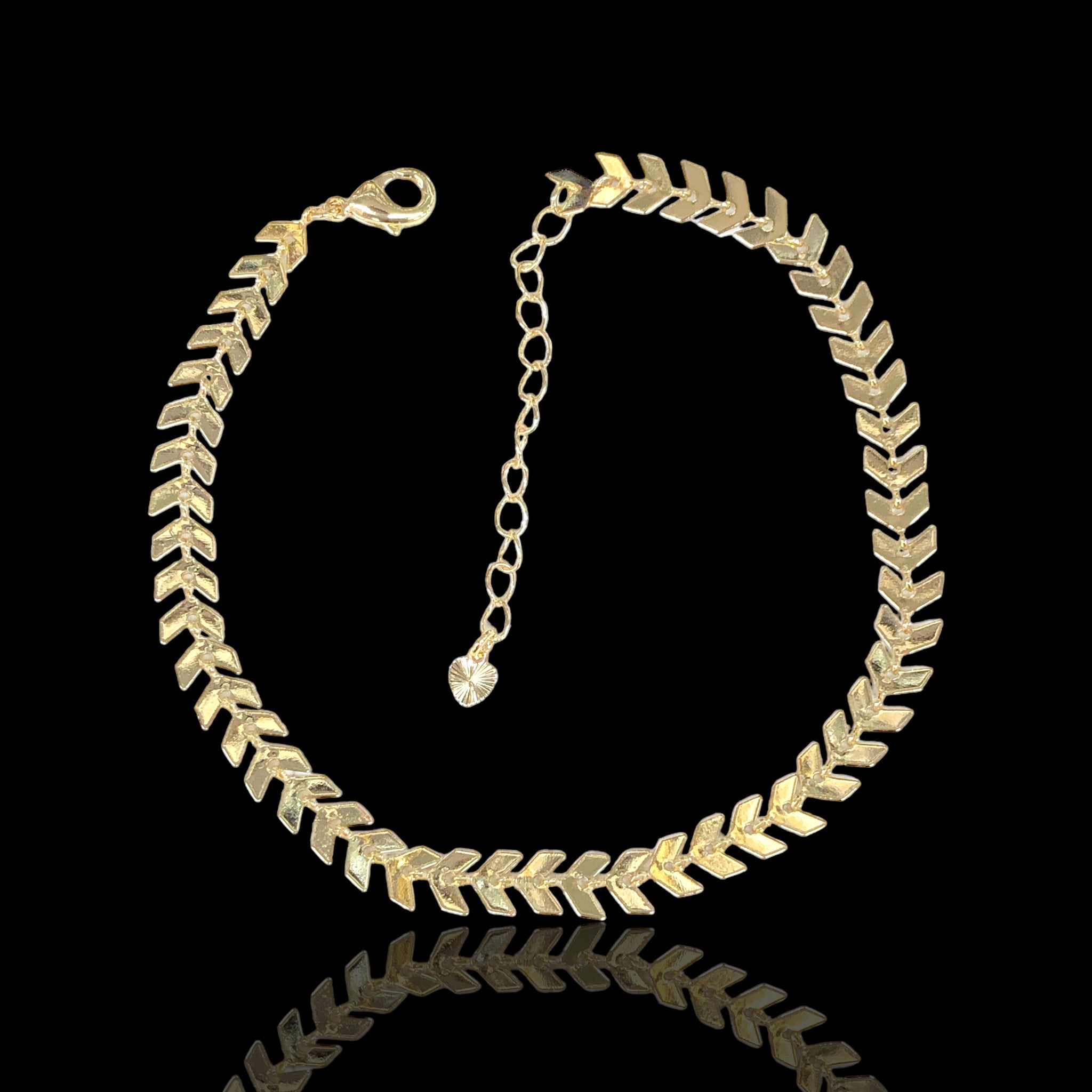 18K Gold Filled Hawaiian Fish Bone Anklet- kuania oro laminado