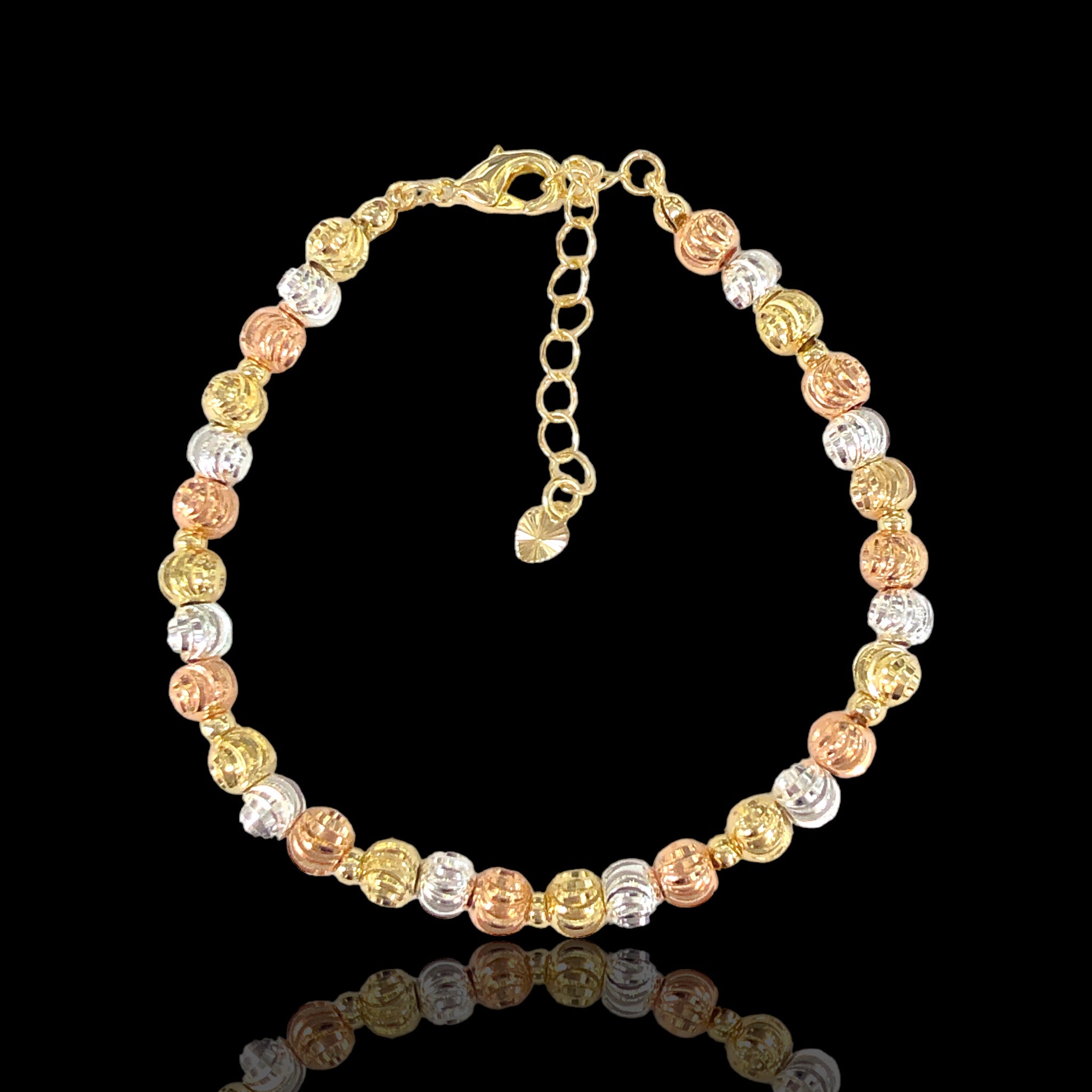 18k Gold Filled Tricolor Diamond Cut Beads Bracelet