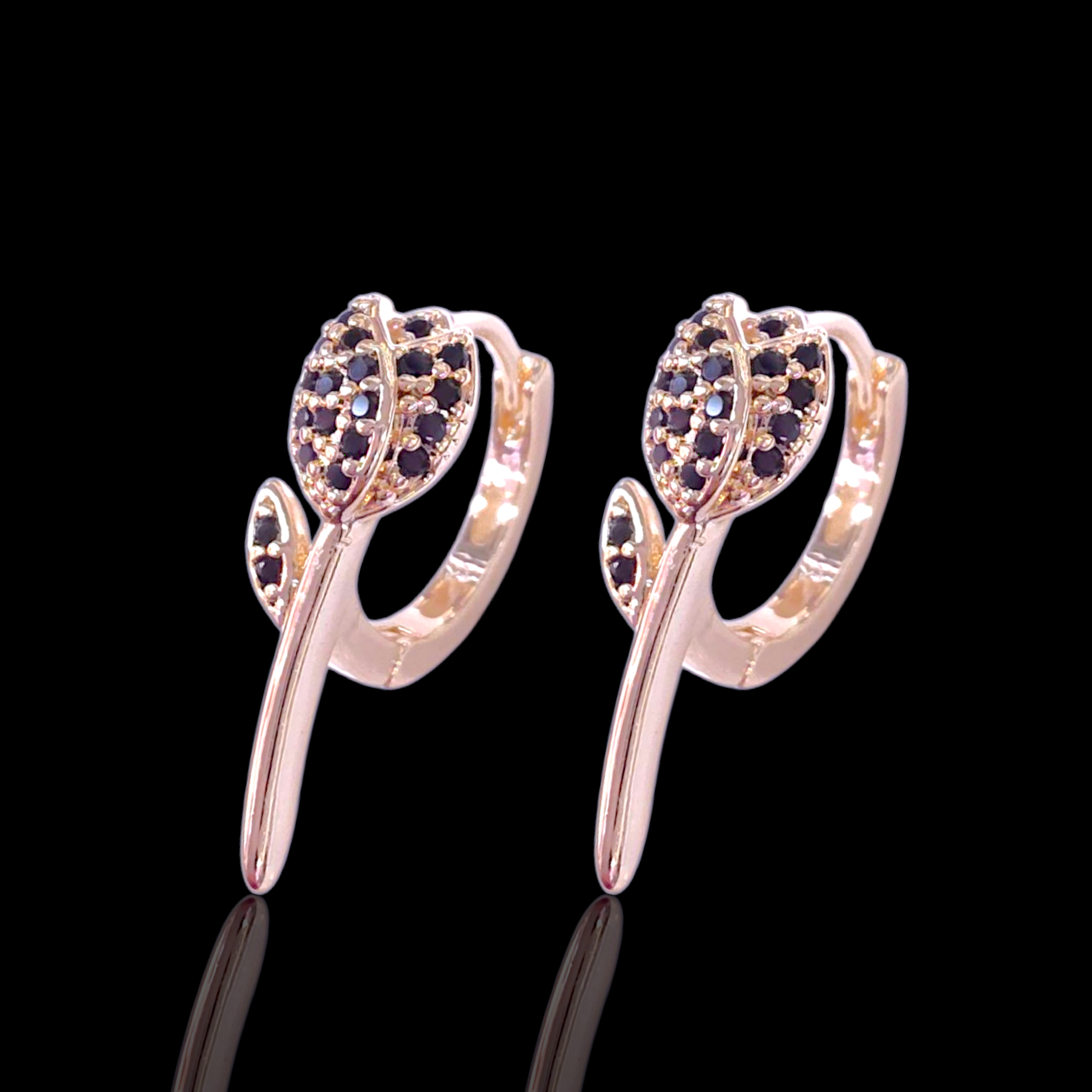 Gold Filled Oro Laminado Parisian Rose Huggie Earrings