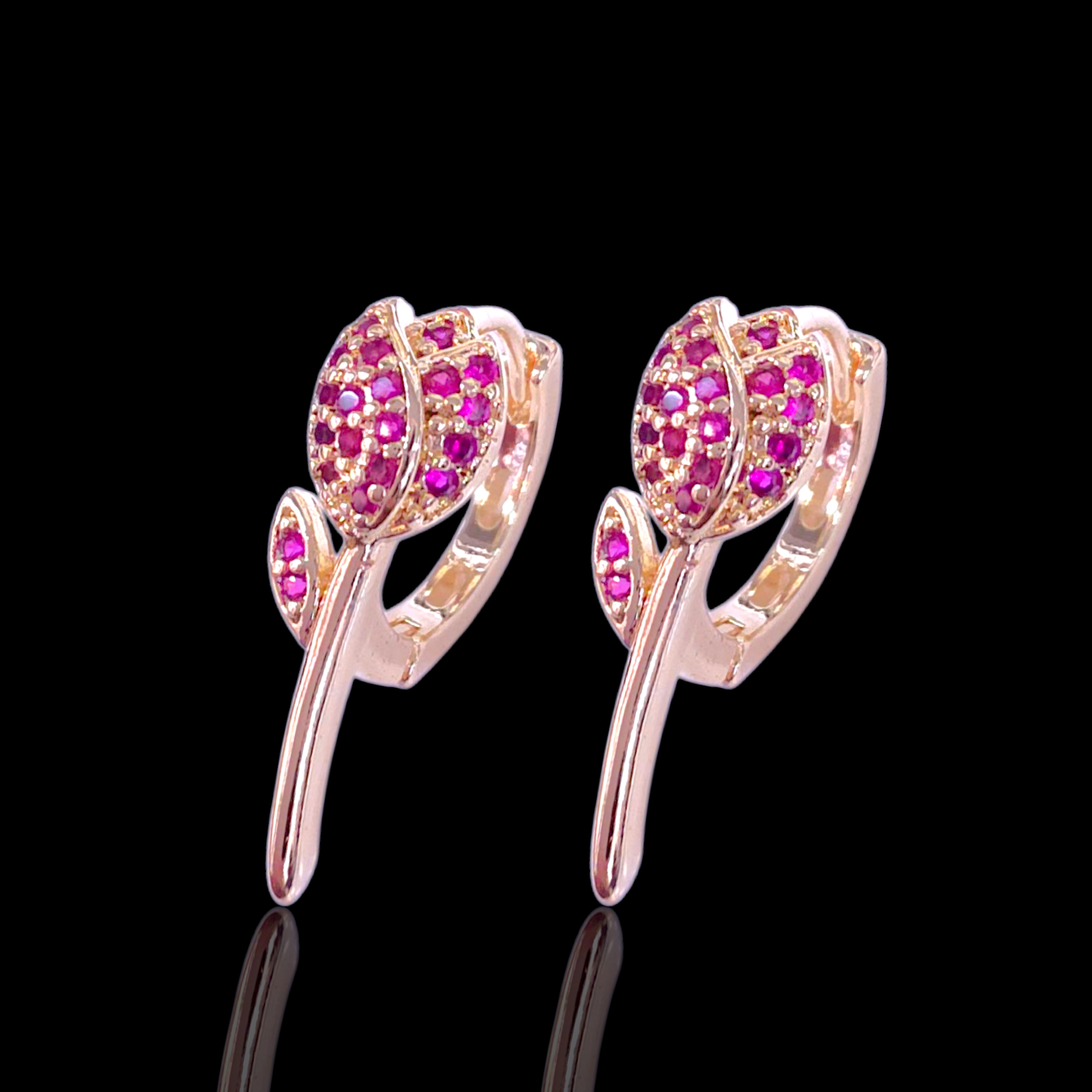 Gold Filled Oro Laminado Parisian Rose Huggie Earrings