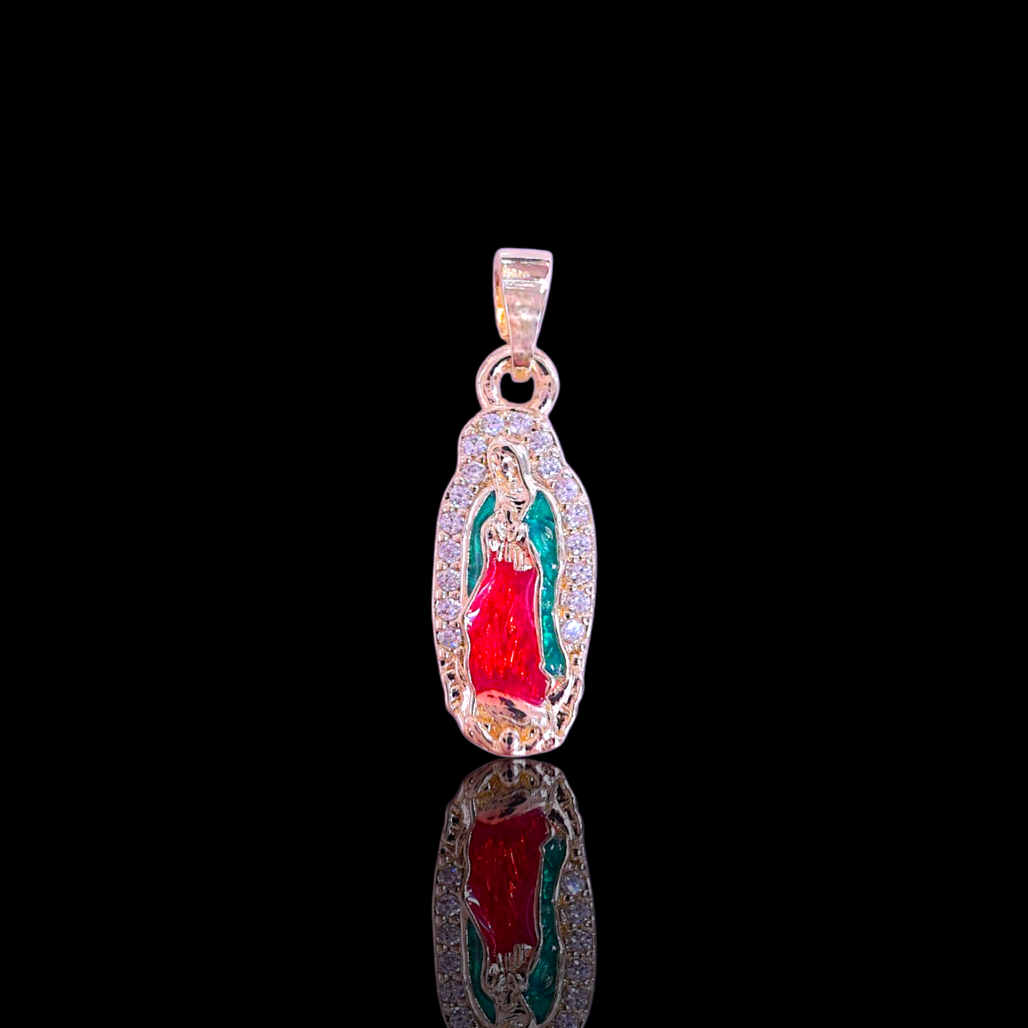 Oro Laminado Gold Filled Mother Mary Guadalupe Mini Pendant