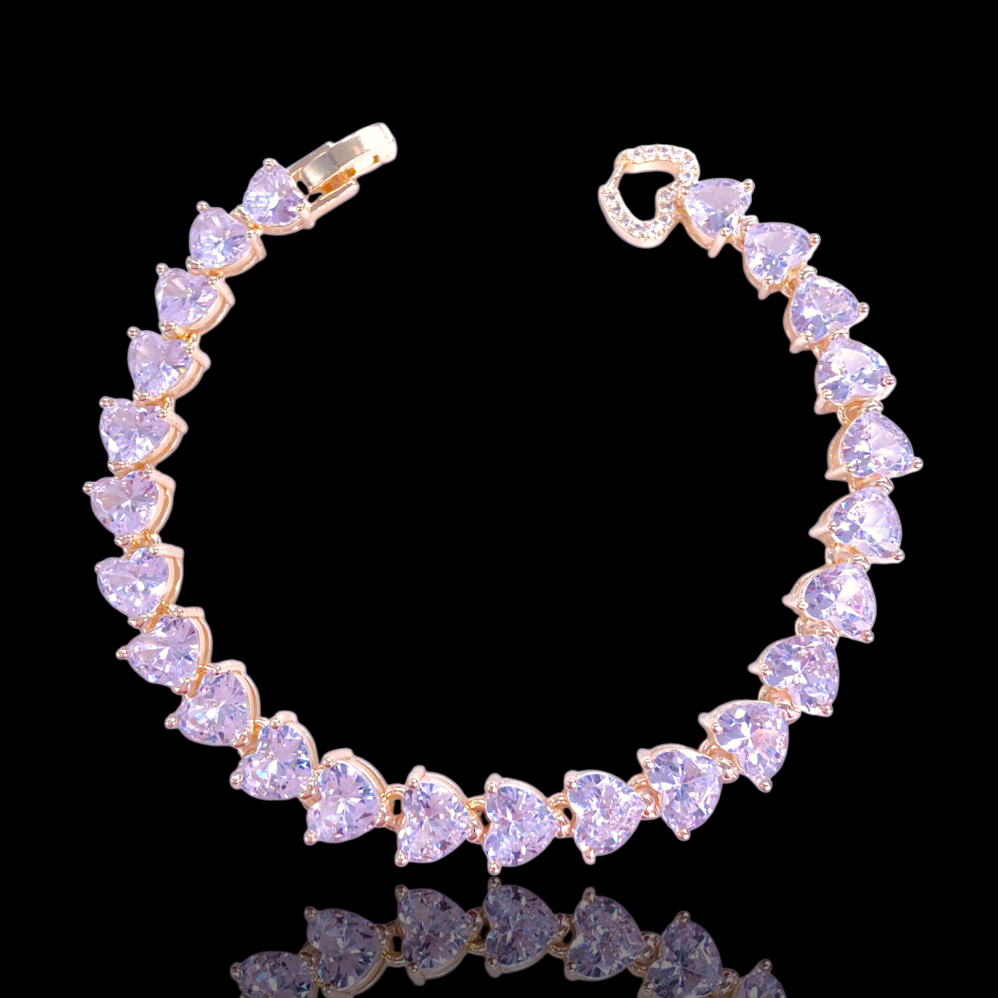 Oro Laminado Gold Filled Mystic Heart Zirconia Bracelet