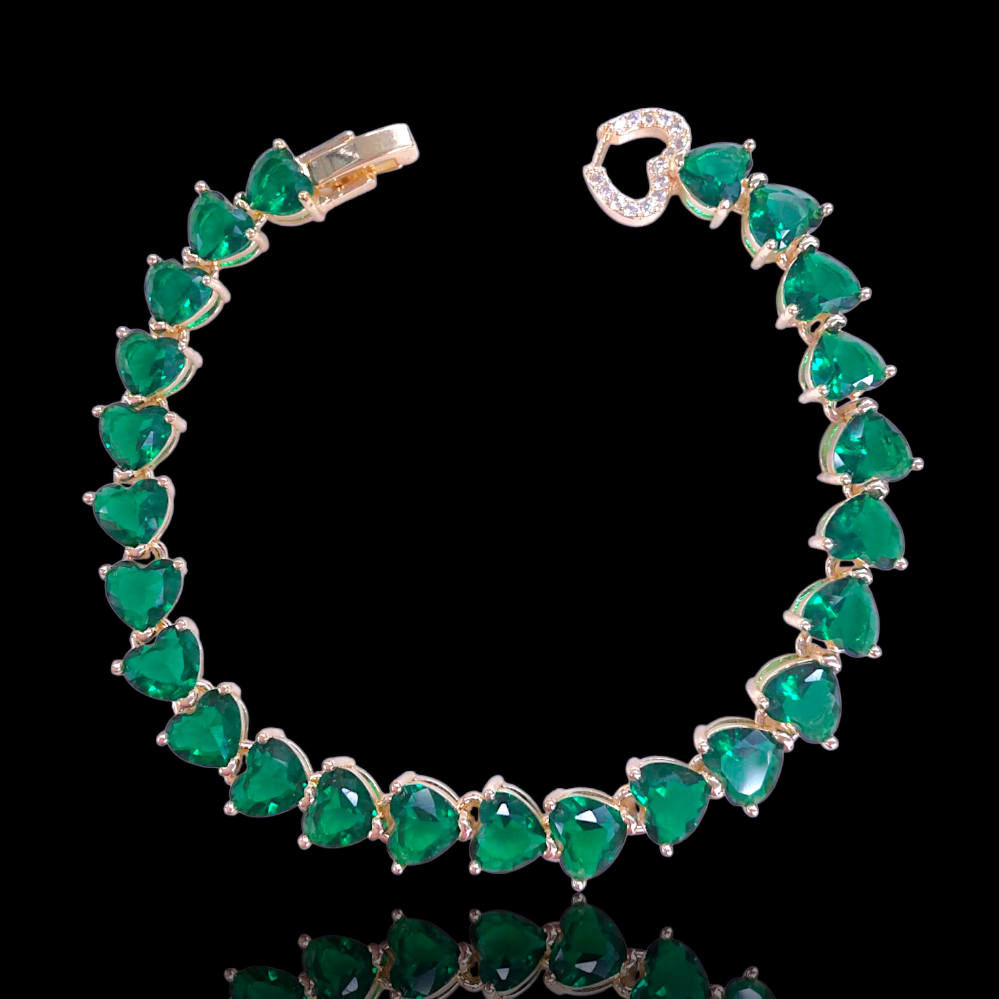 Oro Laminado Gold Filled Mystic Heart Zirconia Bracelet