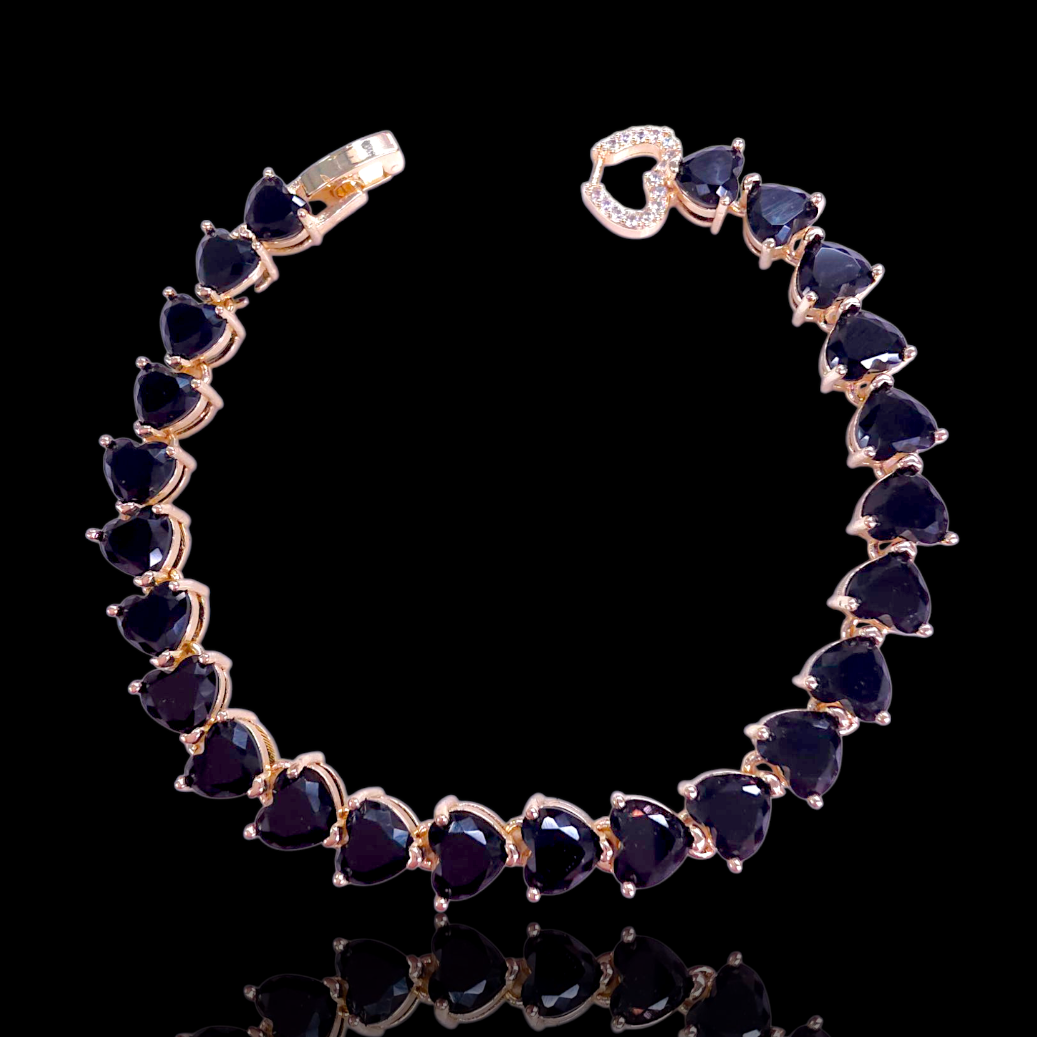 Oro Laminado Gold Filled Mystic Heart Zirconia Bracelet