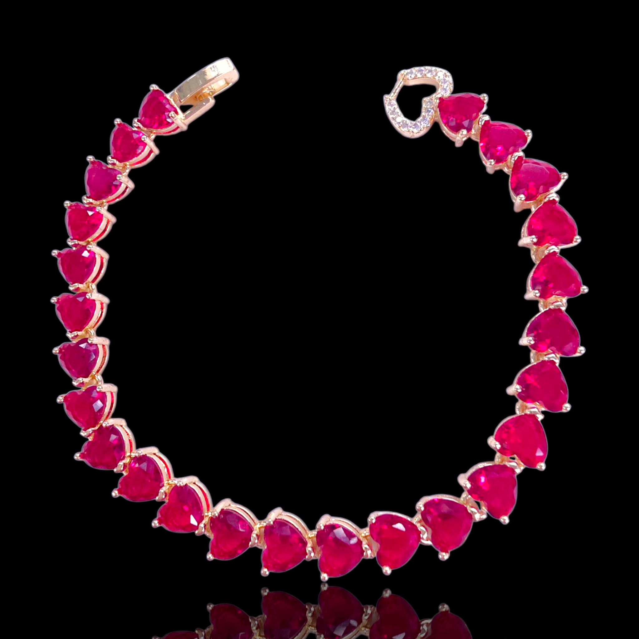 Oro Laminado Gold Filled Mystic Heart Zirconia Bracelet