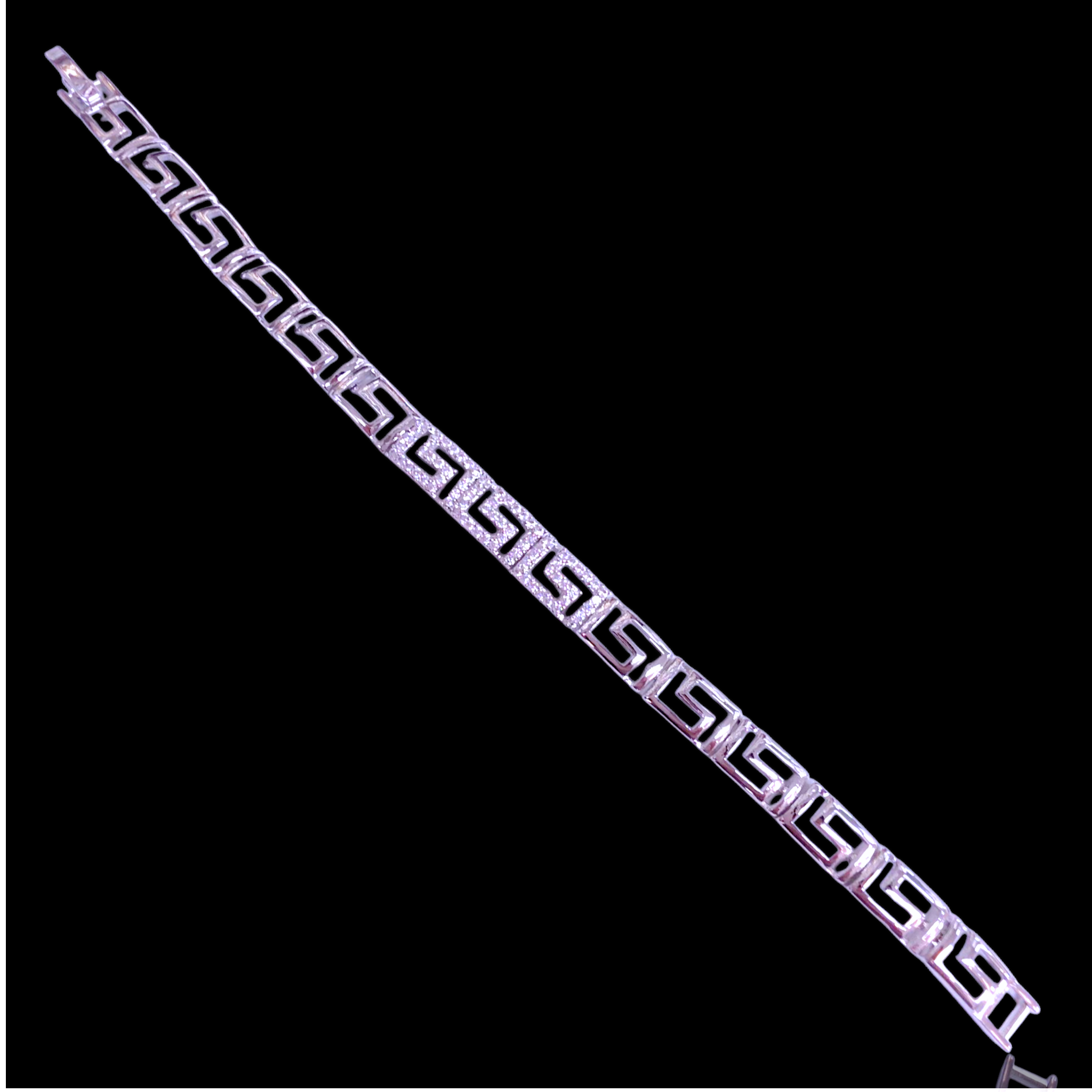 Oro Laminado Gold Filled Royal Roman Pattern CZ Bracelet