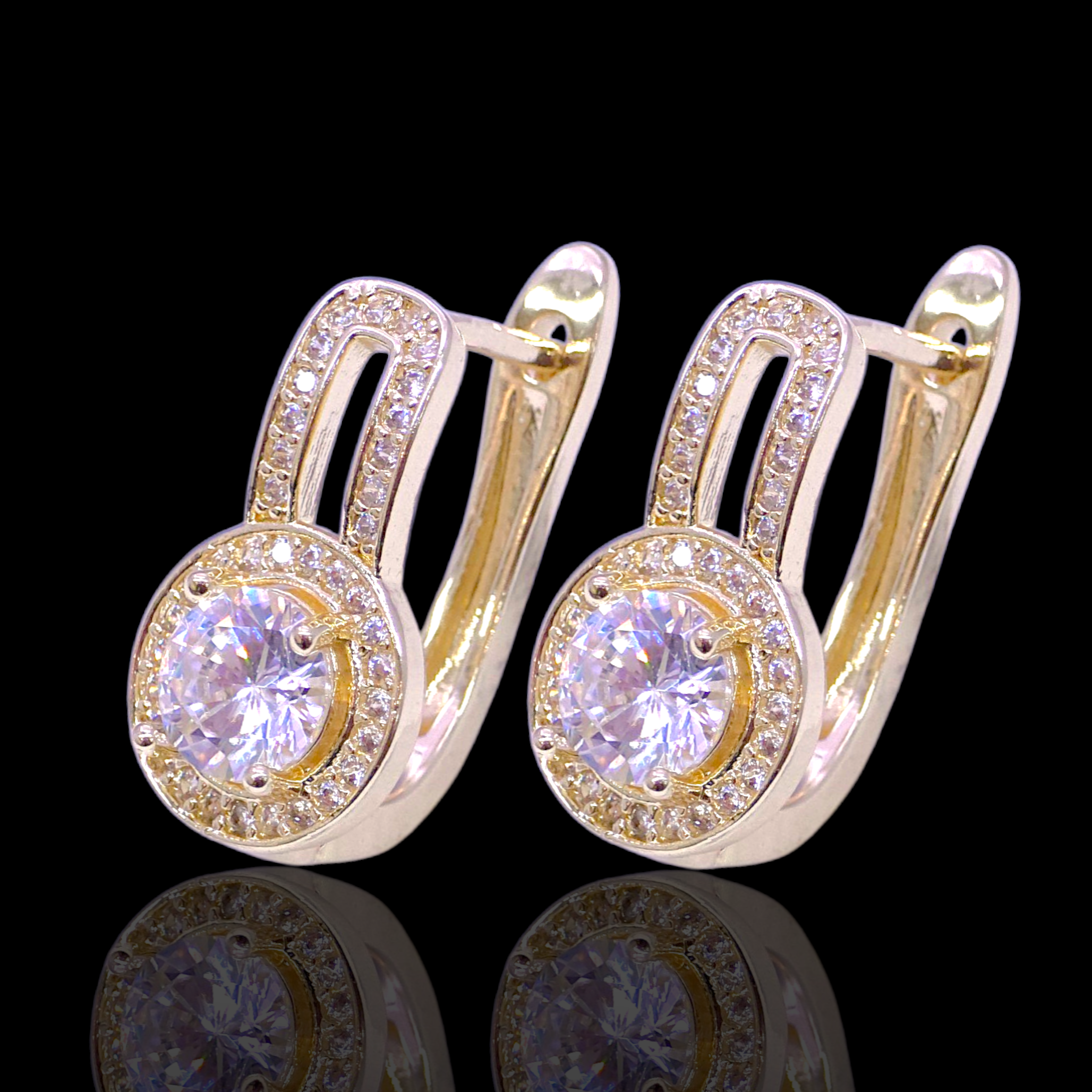 Gold Filled Oro Laminado Vienna Royal Gem Zirconia Earrings