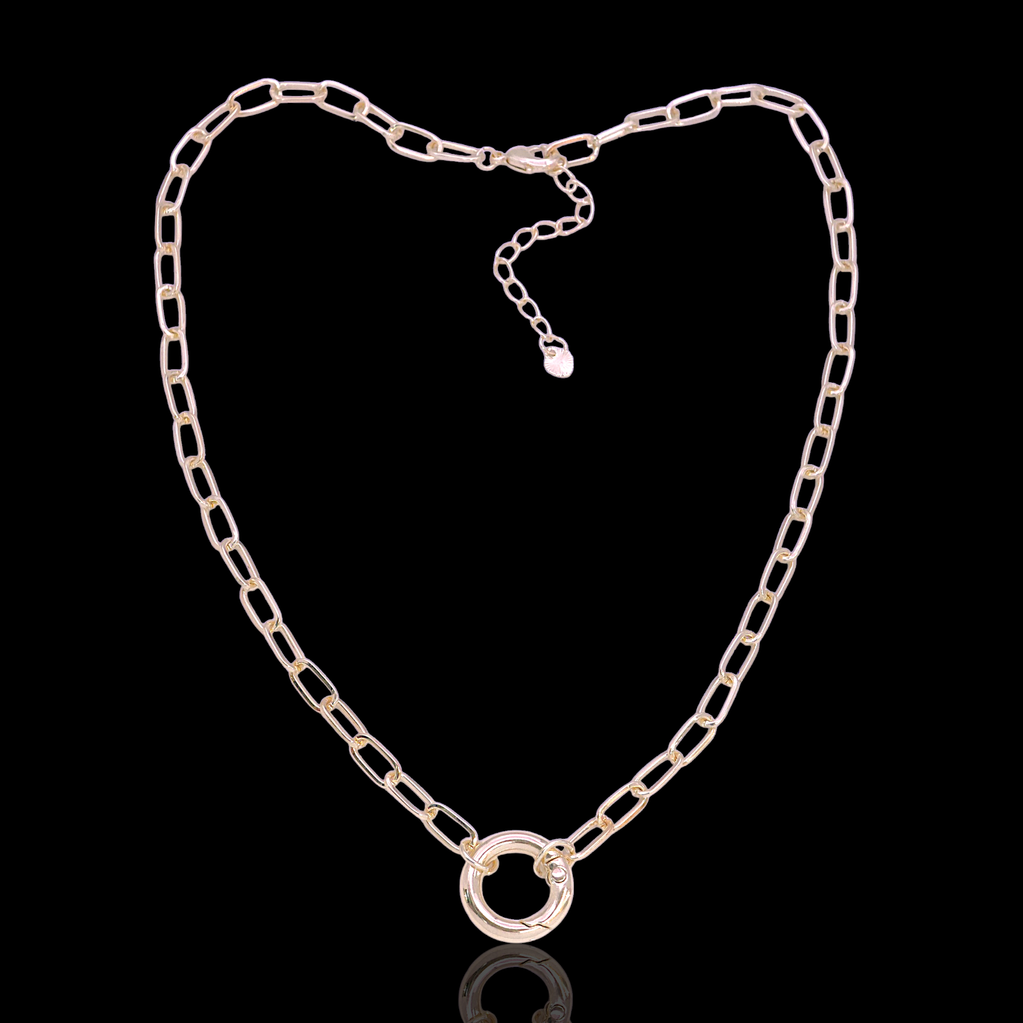 Oro Laminado Gold Filled Carabiner Paperclip Charm Necklace