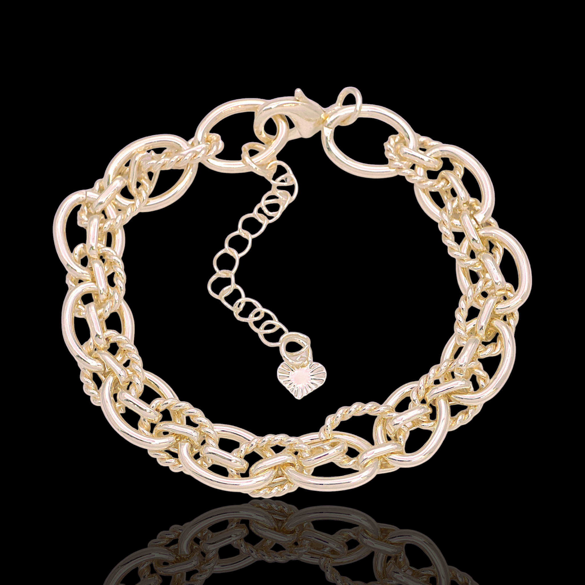 Oro Laminado Gold Filled Venetian Interlink Charm Bracelet (PACK OF 6)