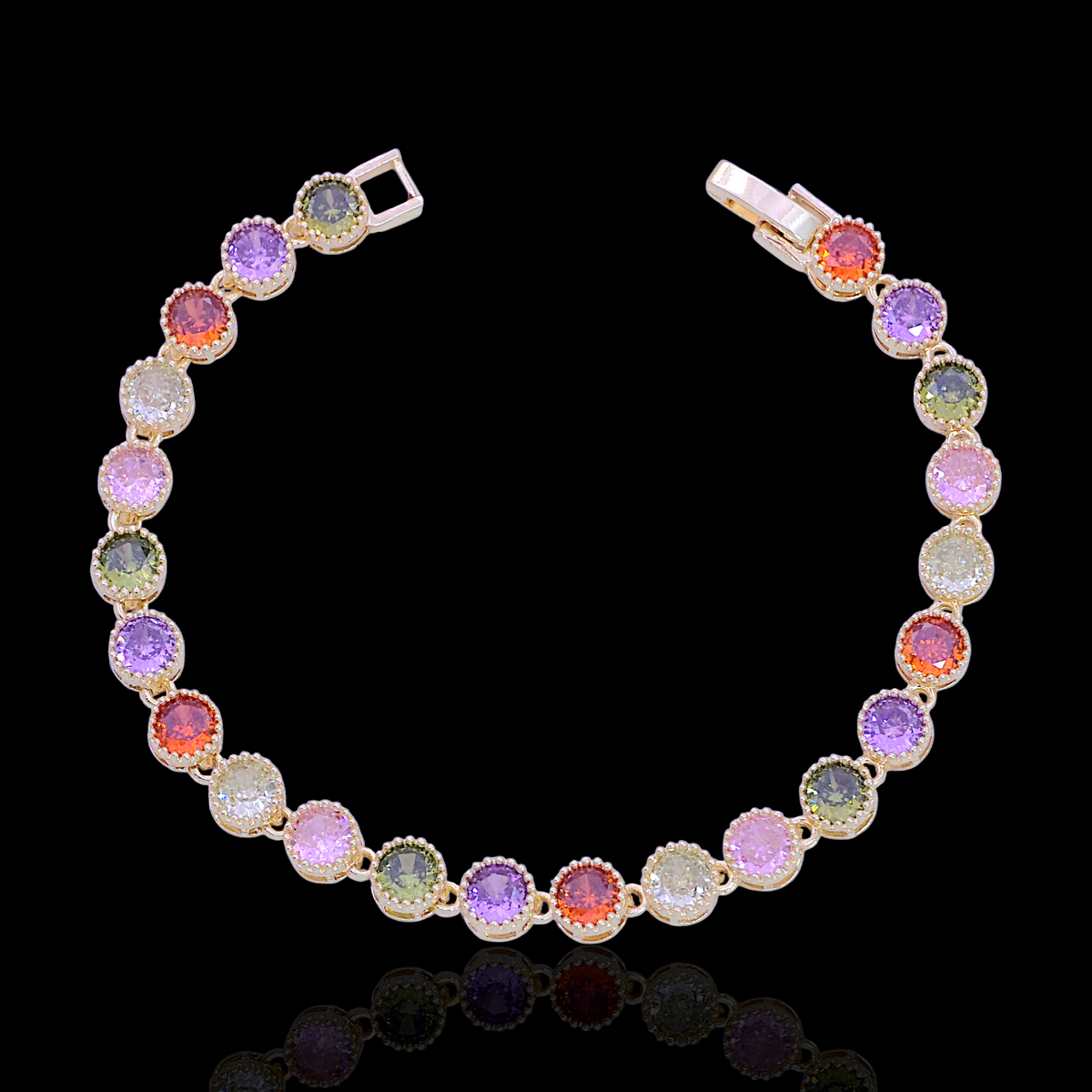 Oro Laminado Gold Filled Florencia Gem Tennis Bracelet