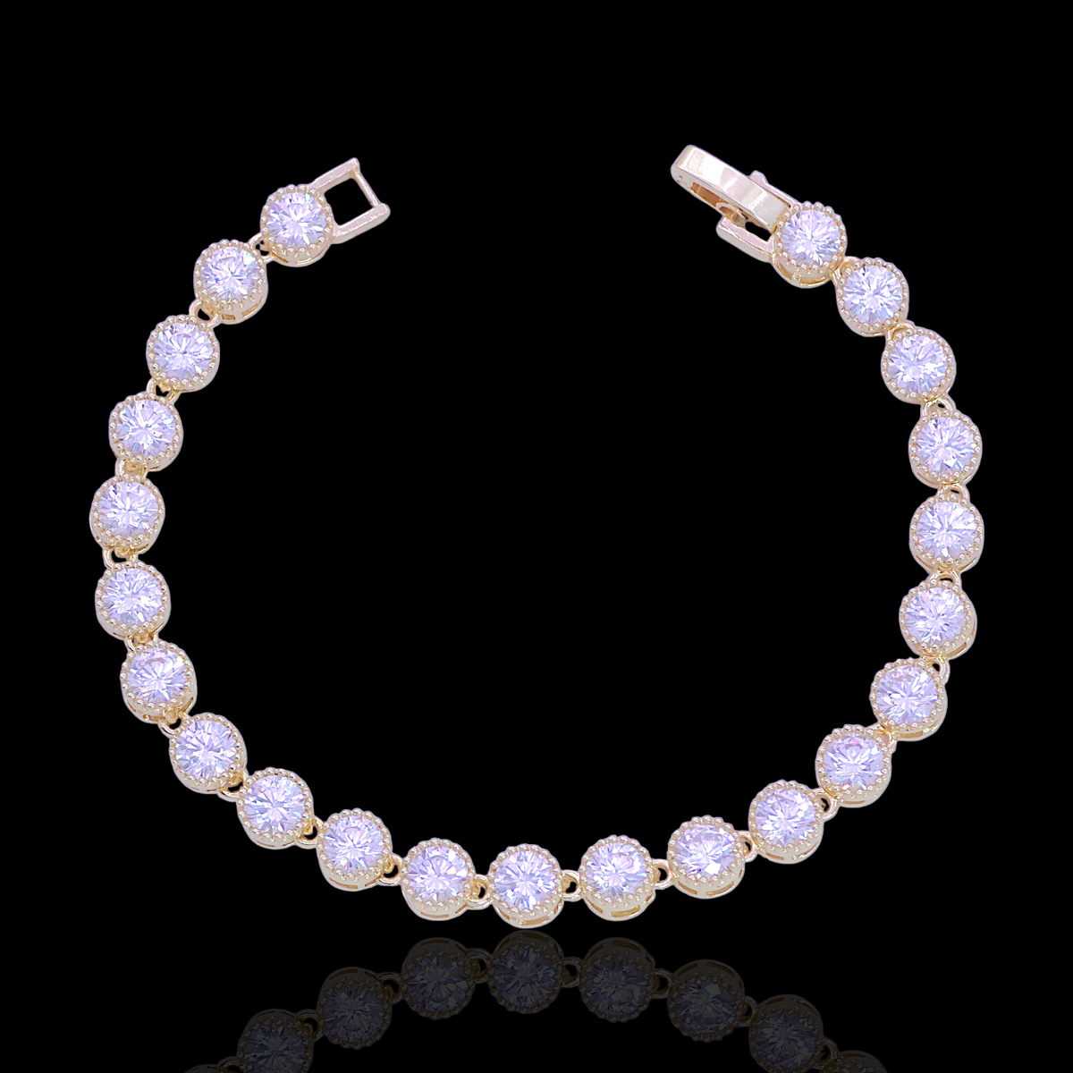 Oro Laminado Gold Filled Florencia Gem Tennis Bracelet