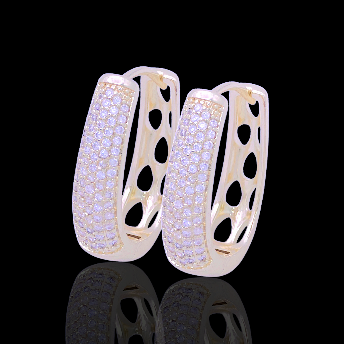 Oro Laminado Gold Filled Celeste Pave CZ Hoop Earrings
