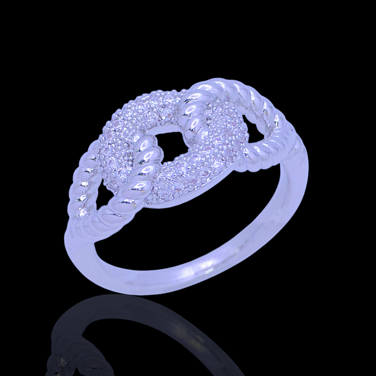 Gold Filled Oro Laminado Paris Gilded Knot Zirconia Ring