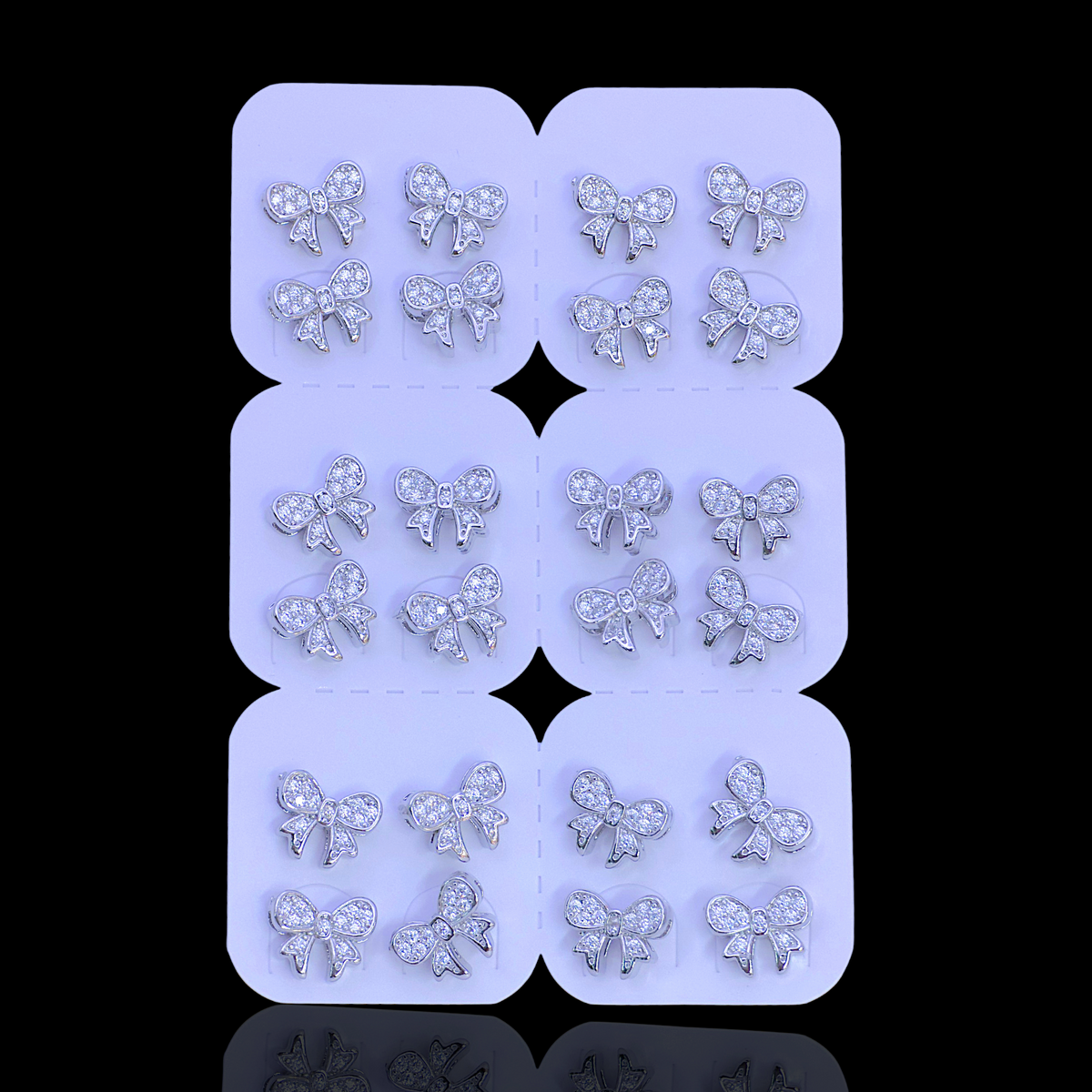 Oro Laminado Happy Ribbon Stud Earrings (Pack of 12)