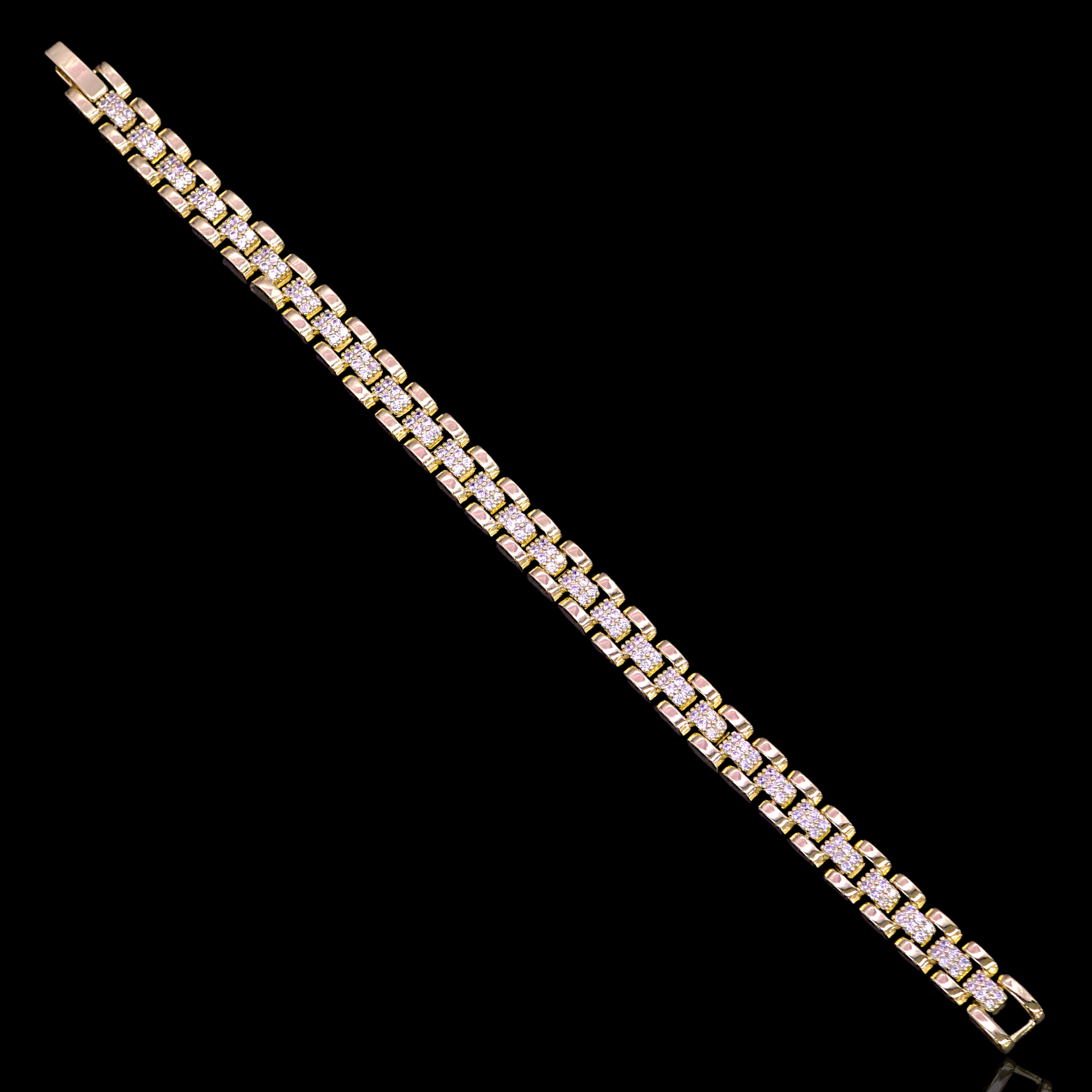 Gold Filled Oro Laminado Luxe Rolx Zirconia Bracelet