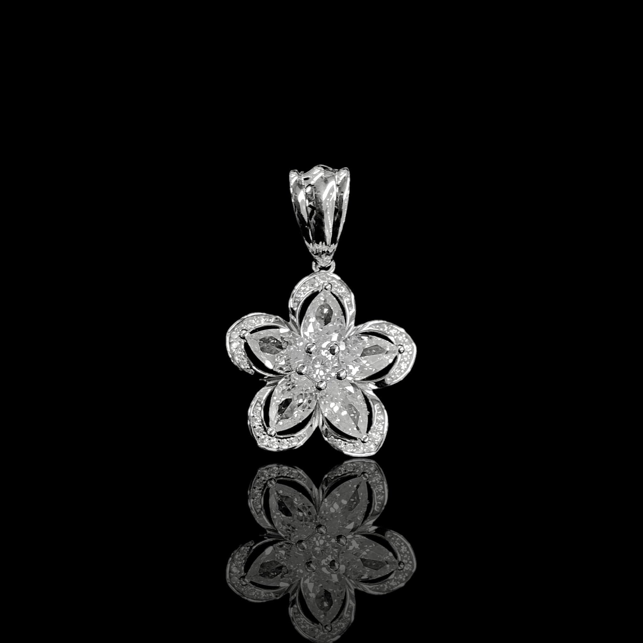 925 Sterling Silver Fancy CZ Flower Pendant - Kuania 925 Sterling Silver