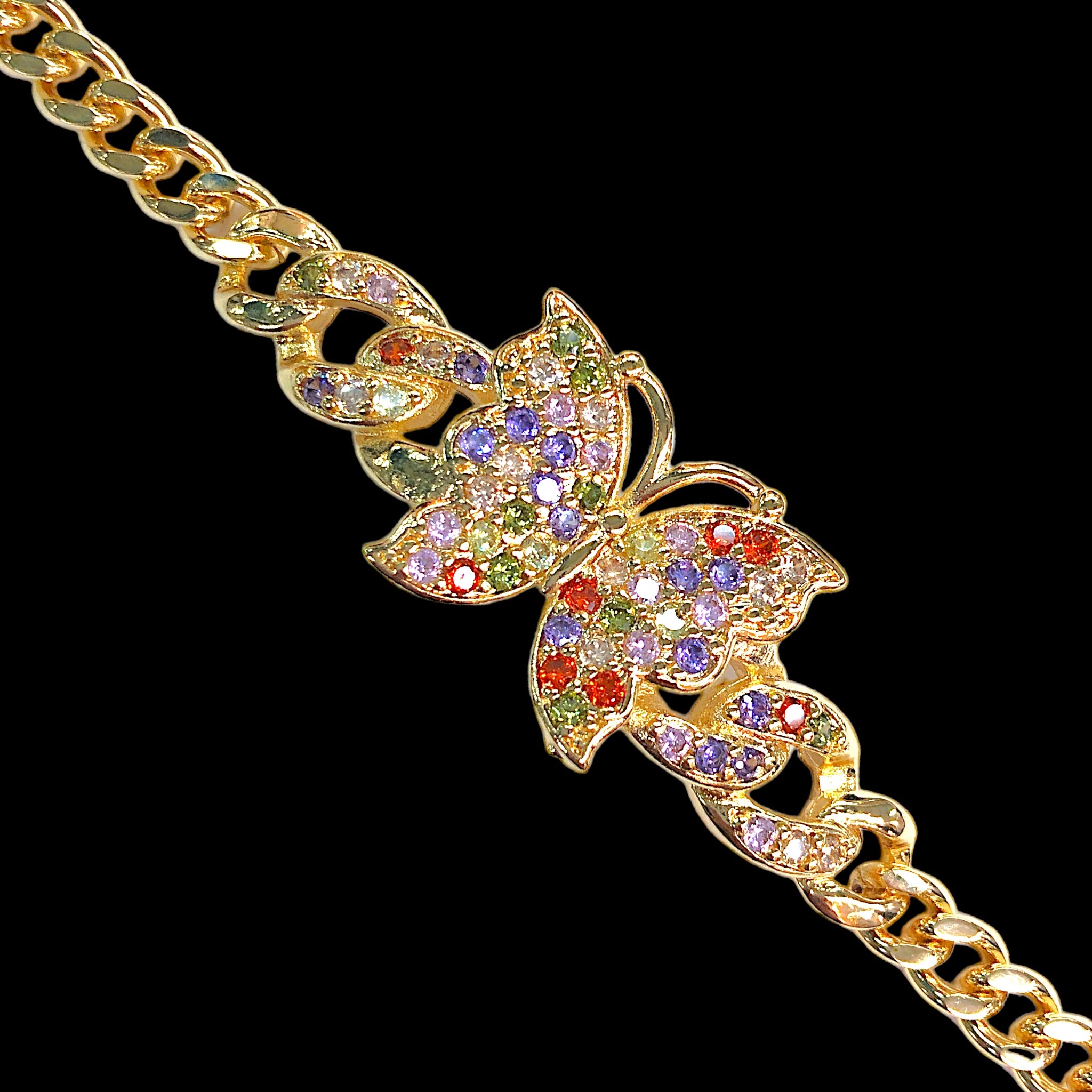 18k Gold-Filled Monarch Butterfly CZ Bracelet- kuania oro laminado
