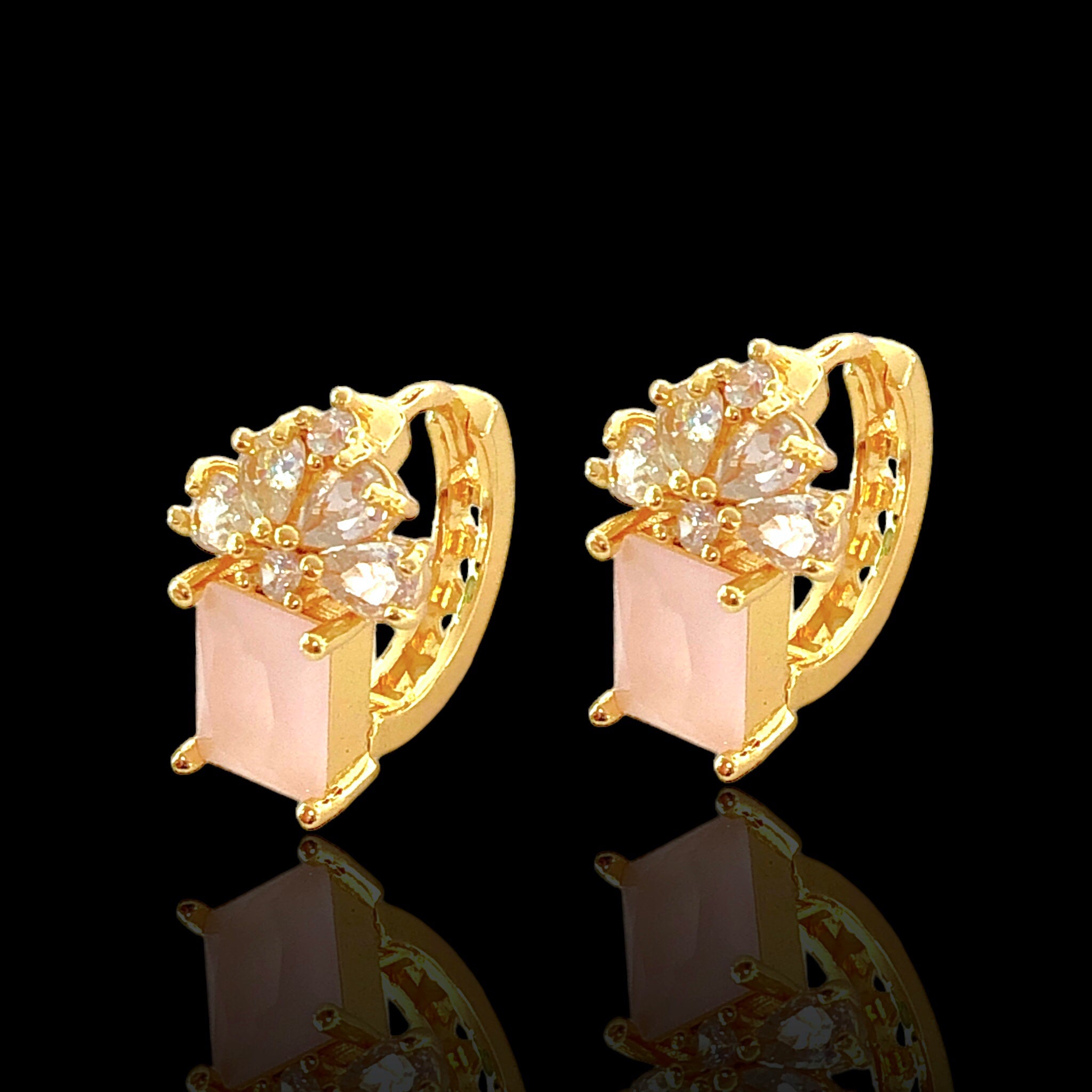 Oro Laminado Gold Filled Bordeaux CZ Earrings