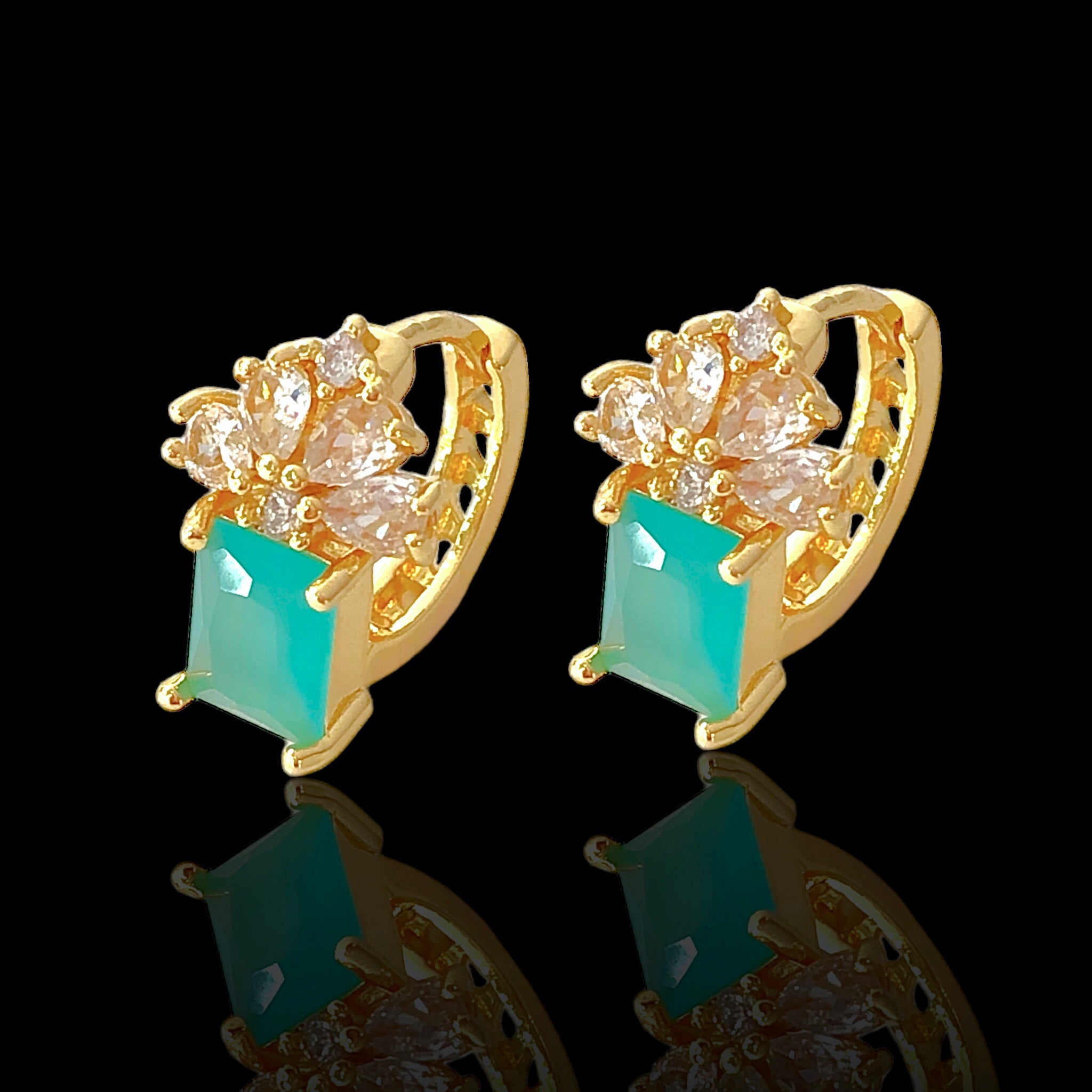 Oro Laminado Gold Filled Bordeaux CZ Earrings
