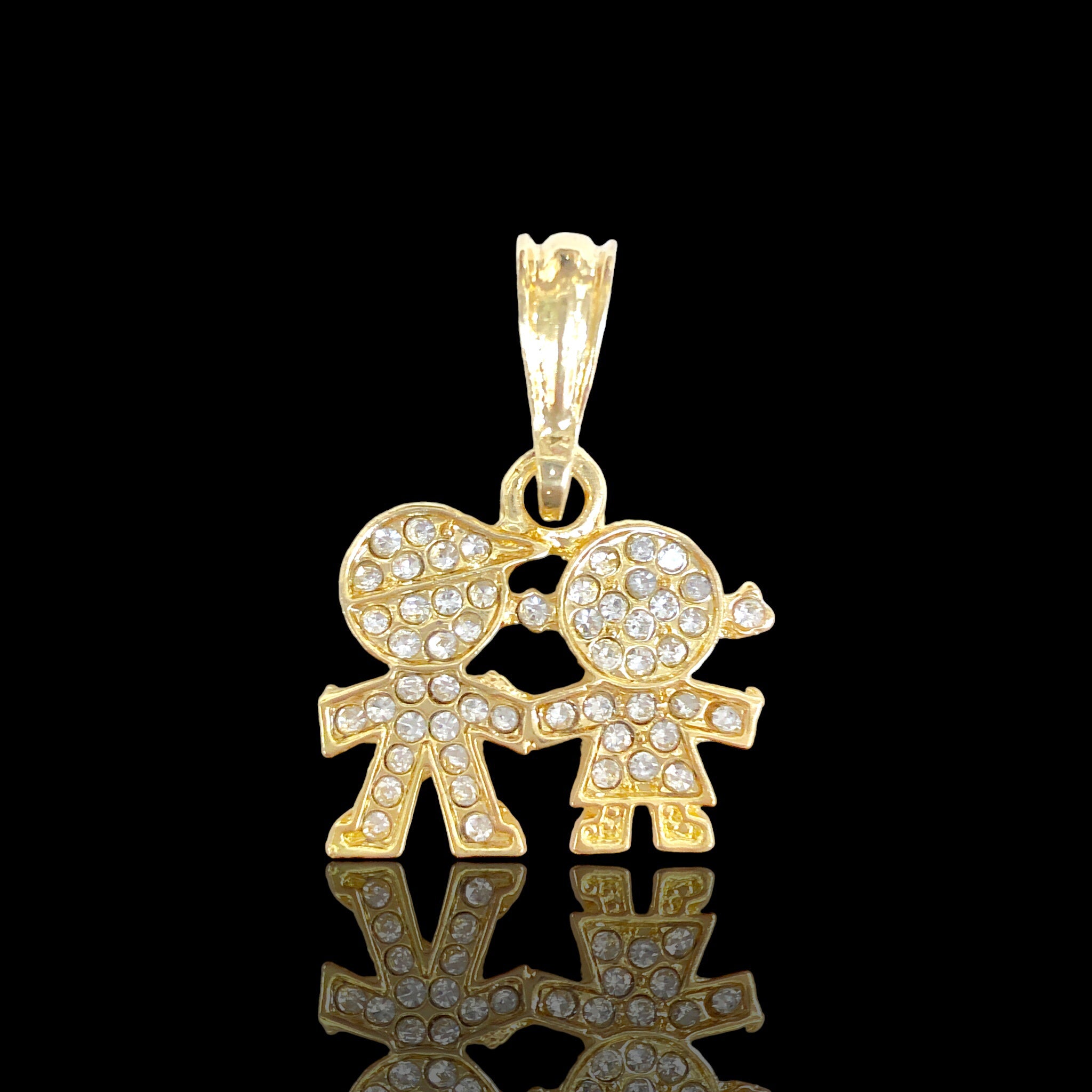 18K Gold Filled Boy and Girl Pendant
