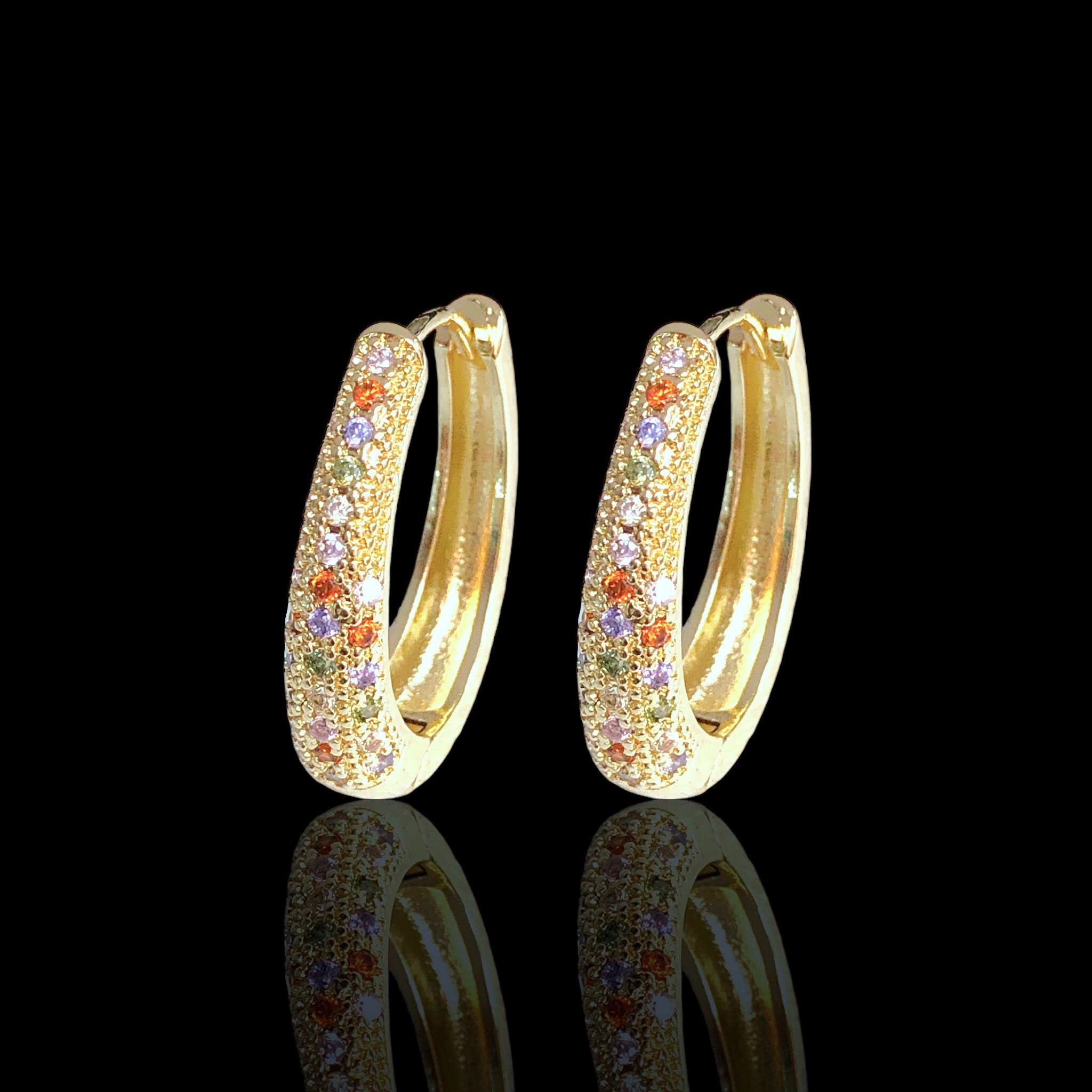 Oro Laminado Gold Filled Miranda Oval Cubic Zirconia Hoop