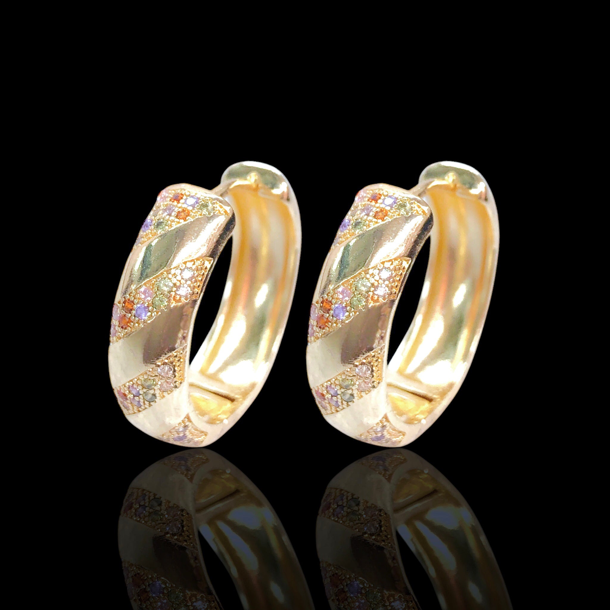 Gold Filled Oro Laminado Geneva Spiral Zirconia Earrings