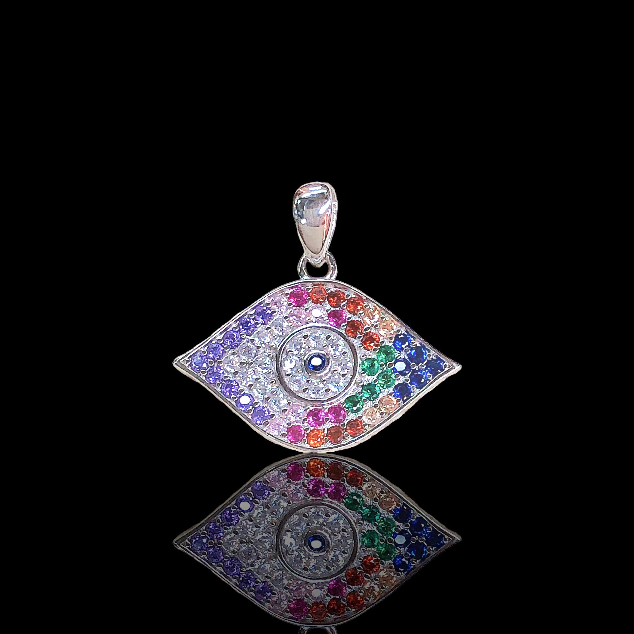 925 Sterling Silver CZ Evil Eye Pendant - Kuania 925 Sterling Silver