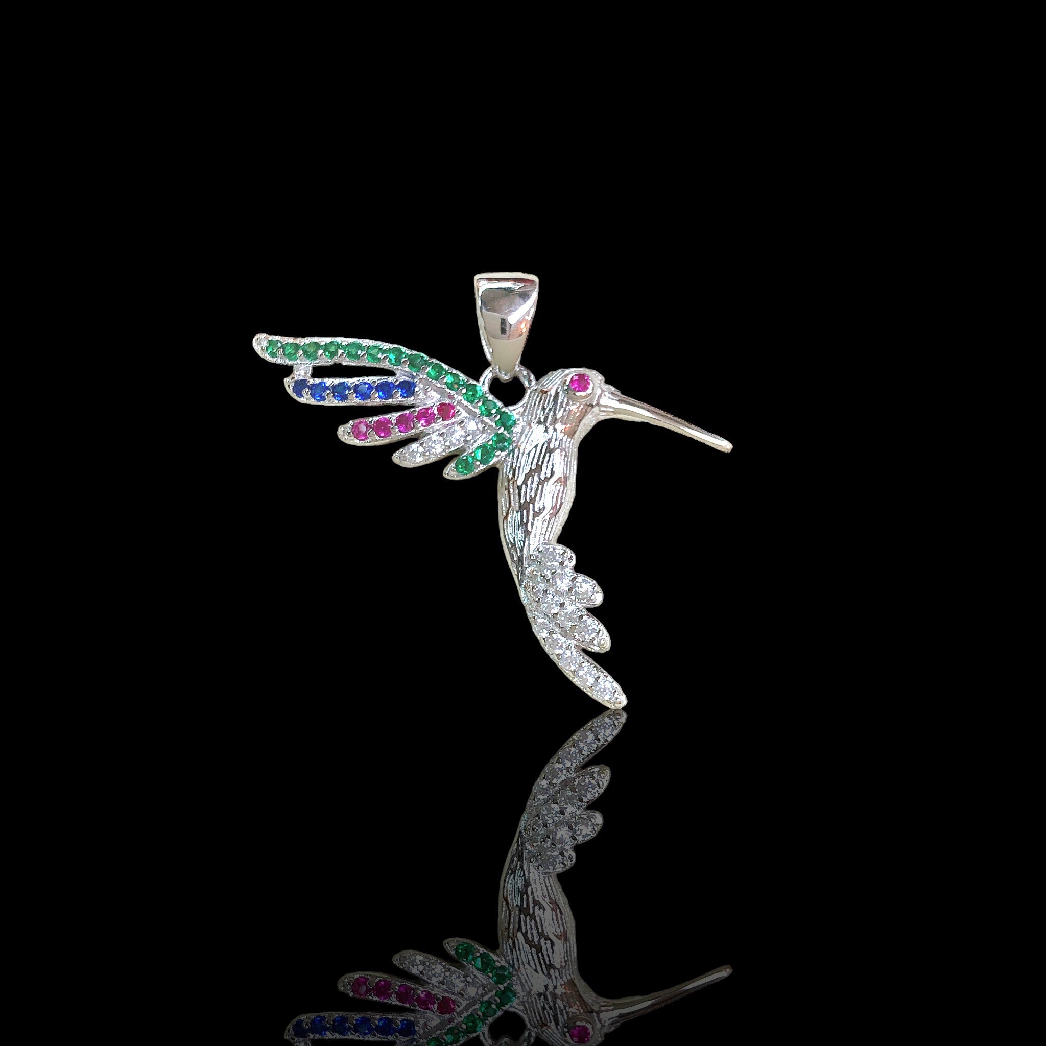 925 Sterling Silver CZ Hummingbird Pendant - Kuania 925 Sterling Silver