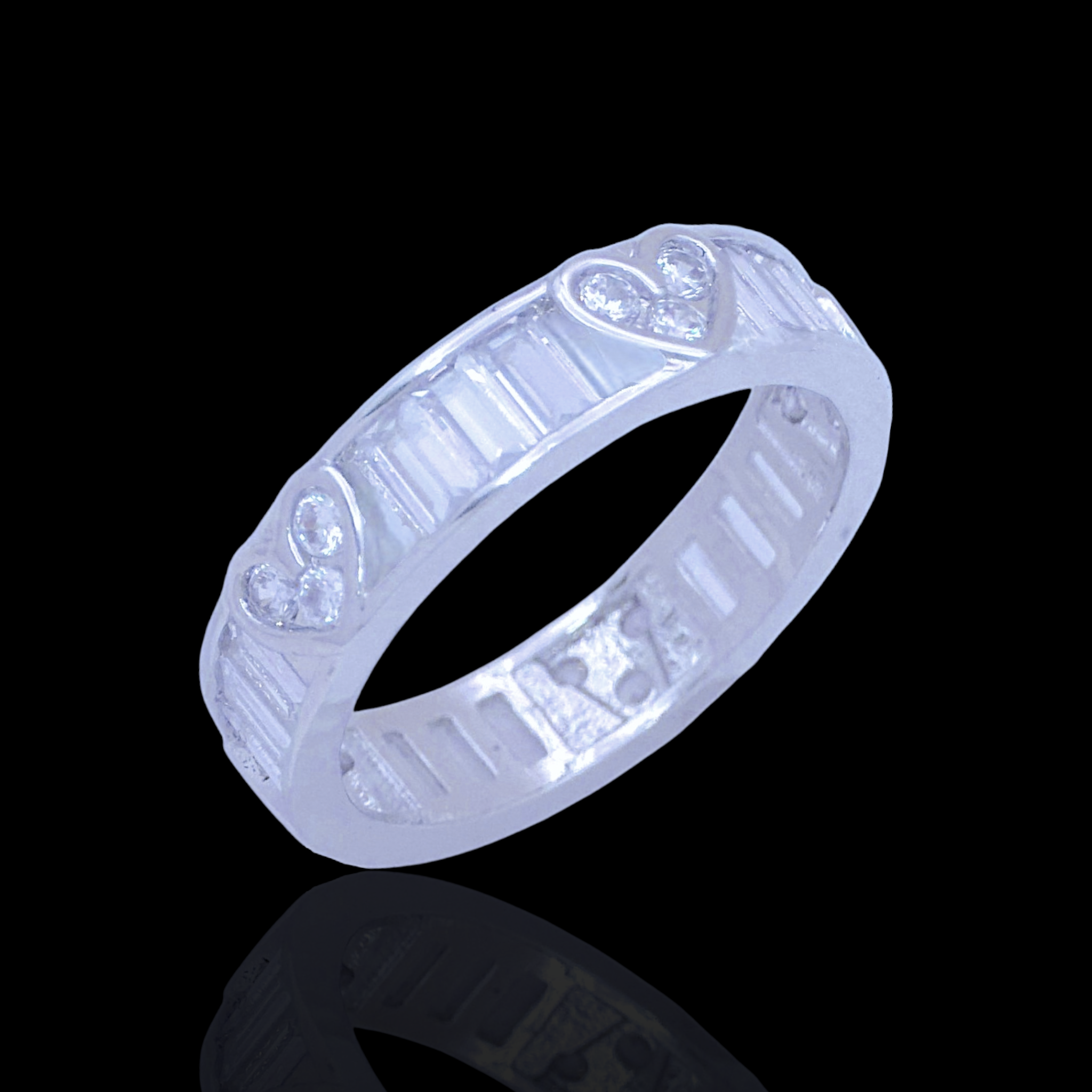 Rhodium Layered Classic Parisian Amor Heart CZ Ring