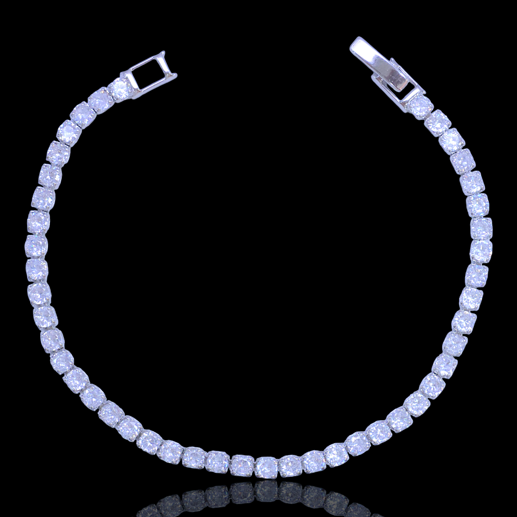 Rhodium Layered Parisian Classic Round CZ Tennis Bracelet