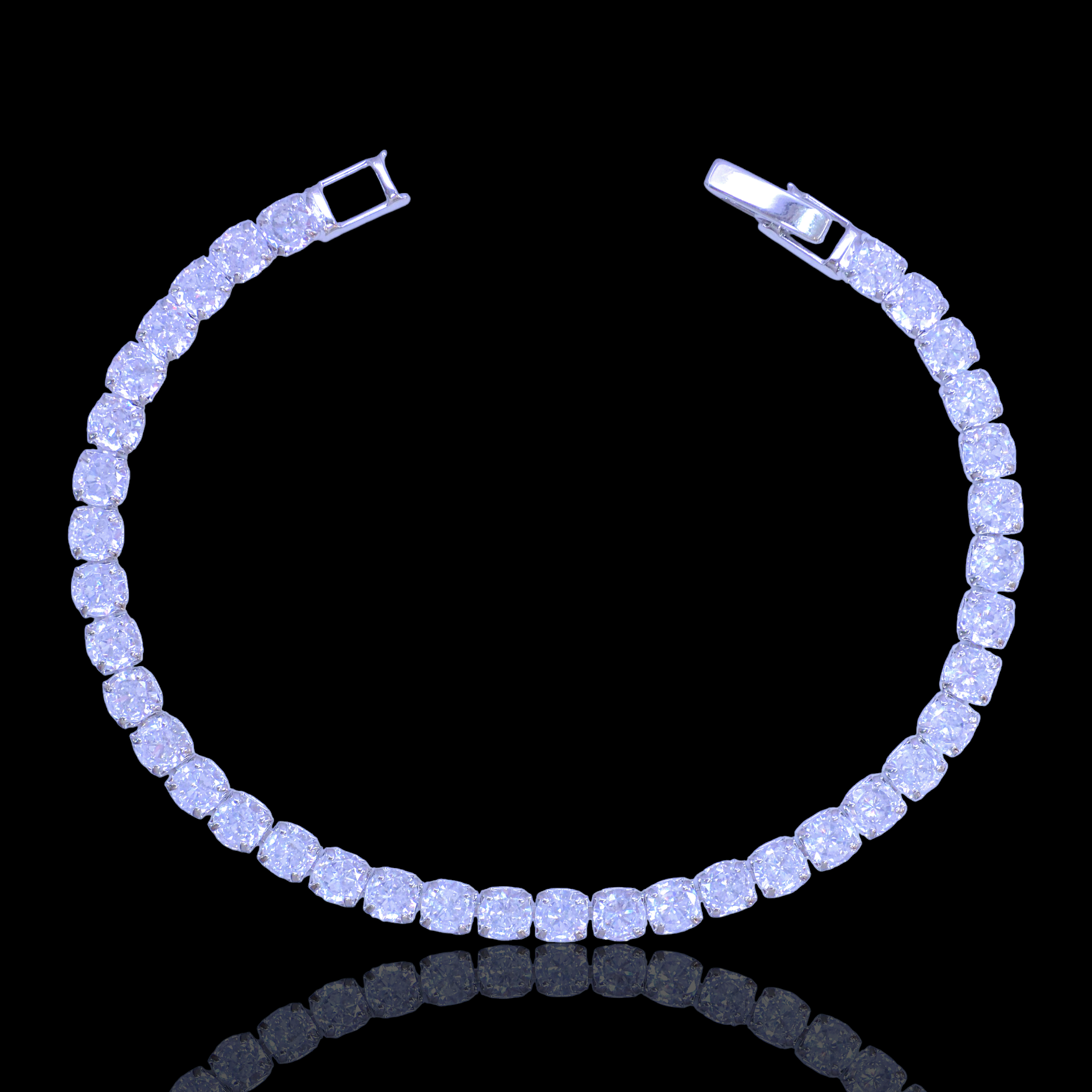 Rhodium Layered Parisian Classic Round CZ Tennis Bracelet