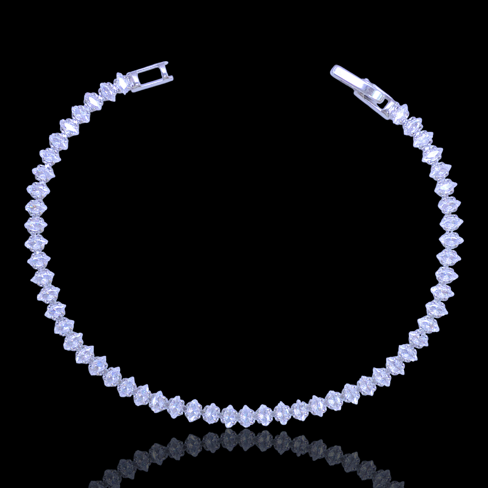 Rhodium Layered Zara Marquise Cut Zirconia Tennis Bracelet