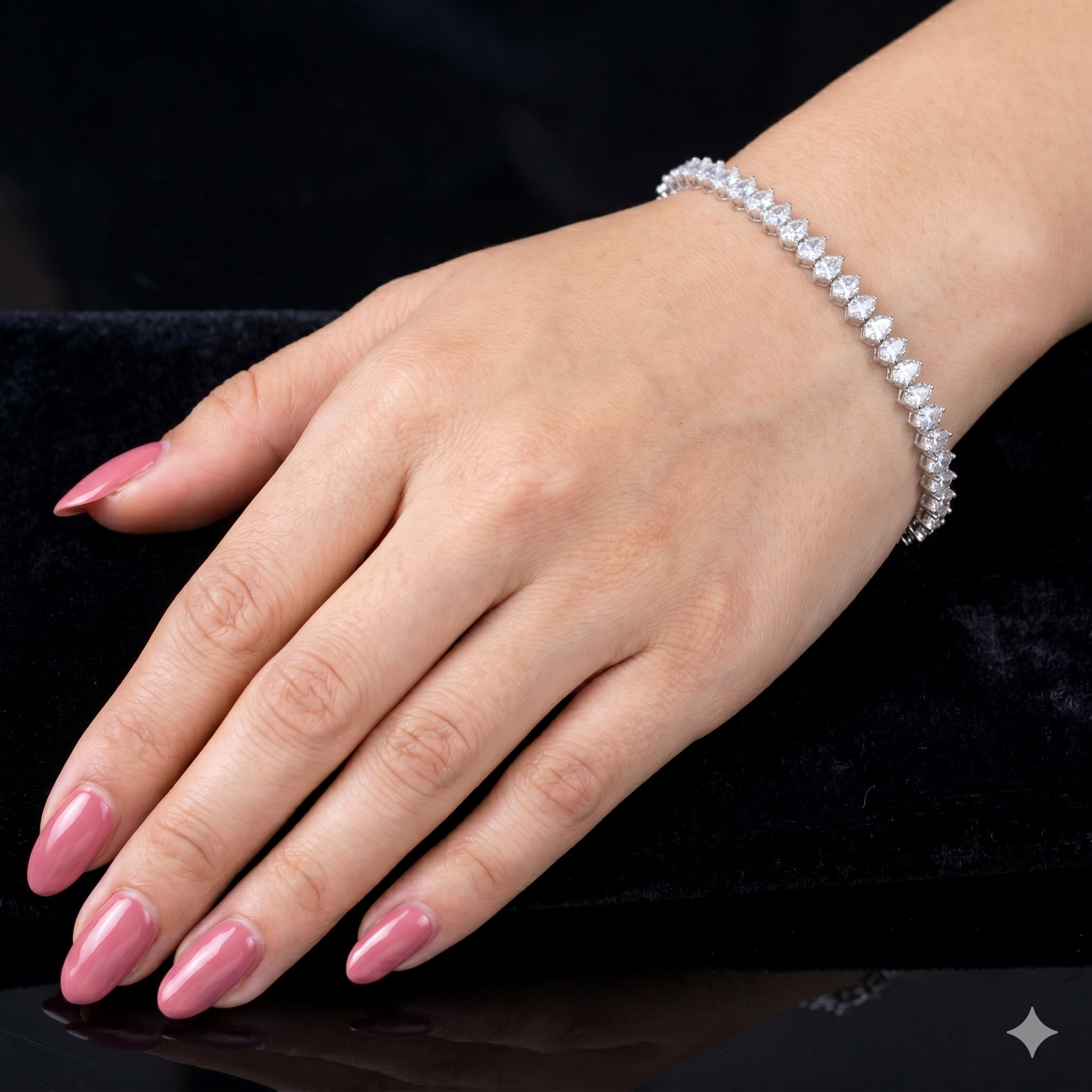 Rhodium Layered Zara Marquise Cut Zirconia Tennis Bracelet
