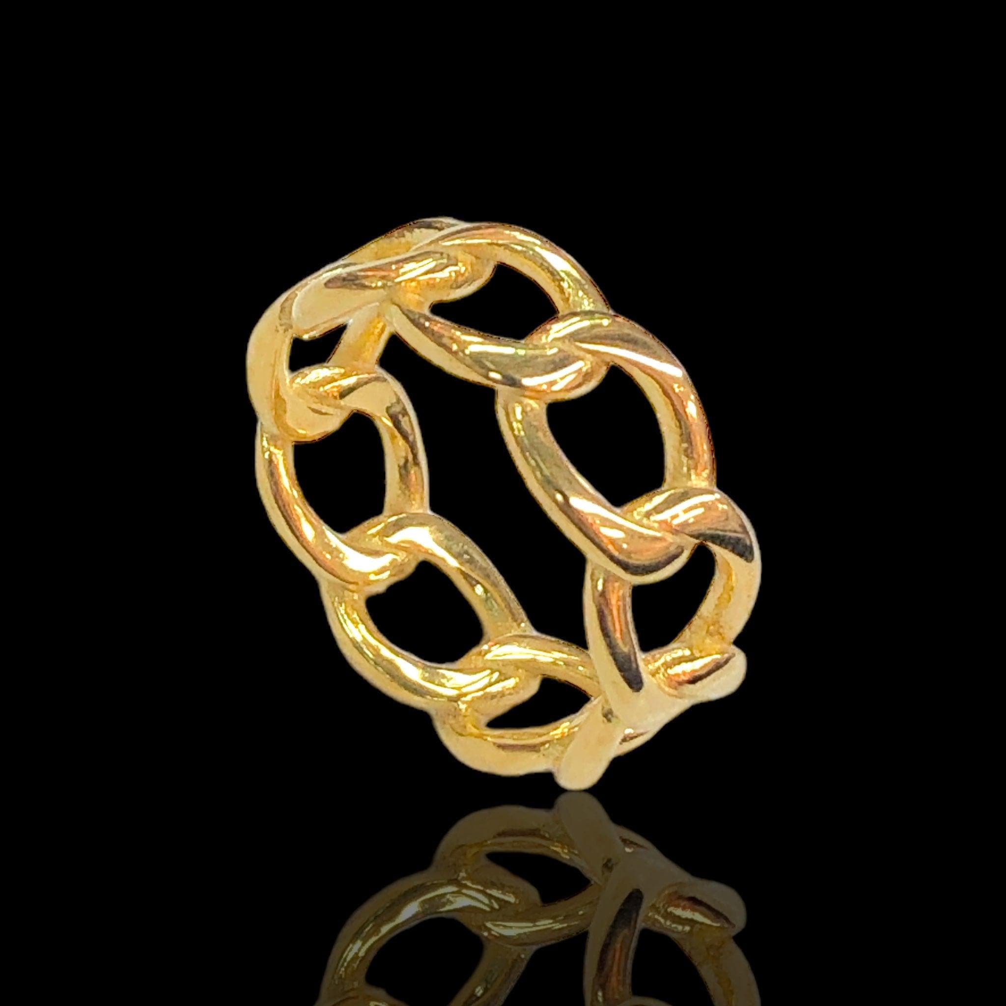316L Stainless Steel Milano Cuban Chain Ring- kuania oro laminado