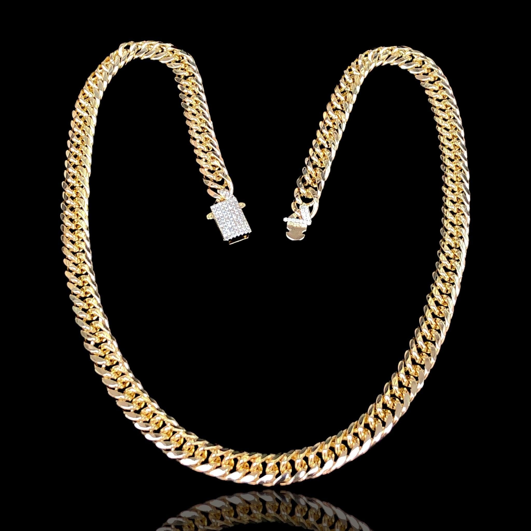 Oro Laminado Gold Filled 10mm Tuscany Cuban Chain w/ CZ Clasp