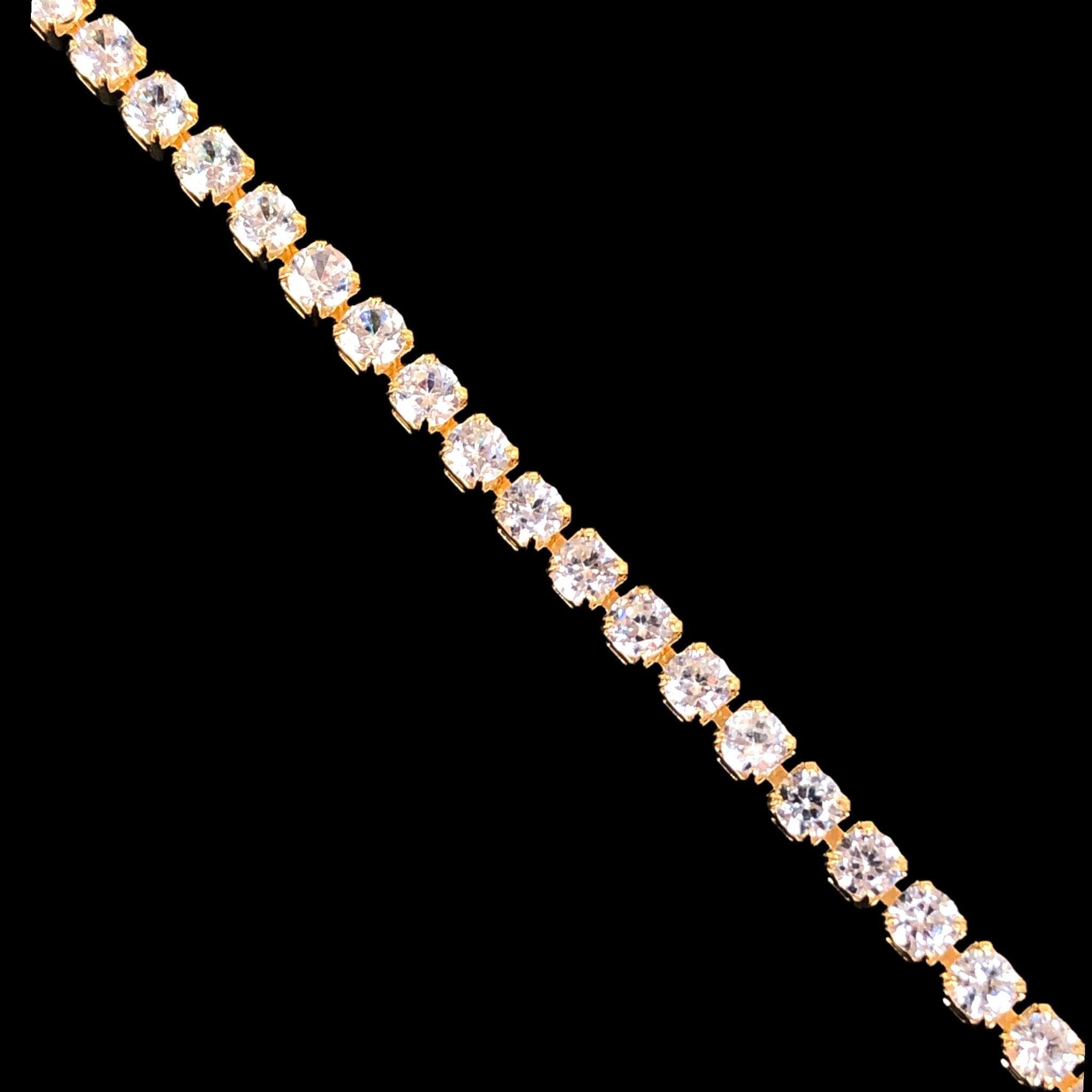 18K Gold Filled 3mm CZ Tennis Necklace -18K Gold Filled Oro Laminado CHAIN, NEW - KUANIA