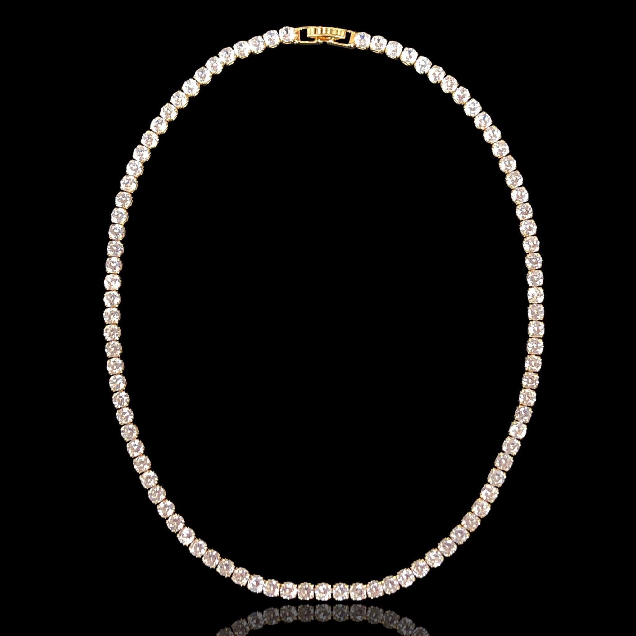 18K Gold Filled 4mm CZ Tennis Necklace -18K Gold Filled Oro Laminado CHAIN, NEW - KUANIA