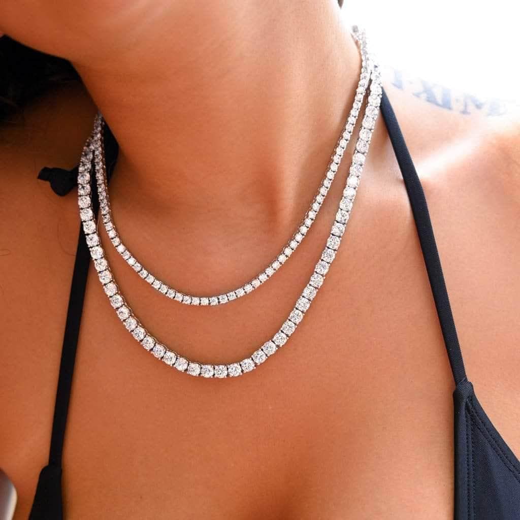 18K Gold Filled 4mm CZ Tennis Necklace -18K Gold Filled Oro Laminado CHAIN, NEW - KUANIA