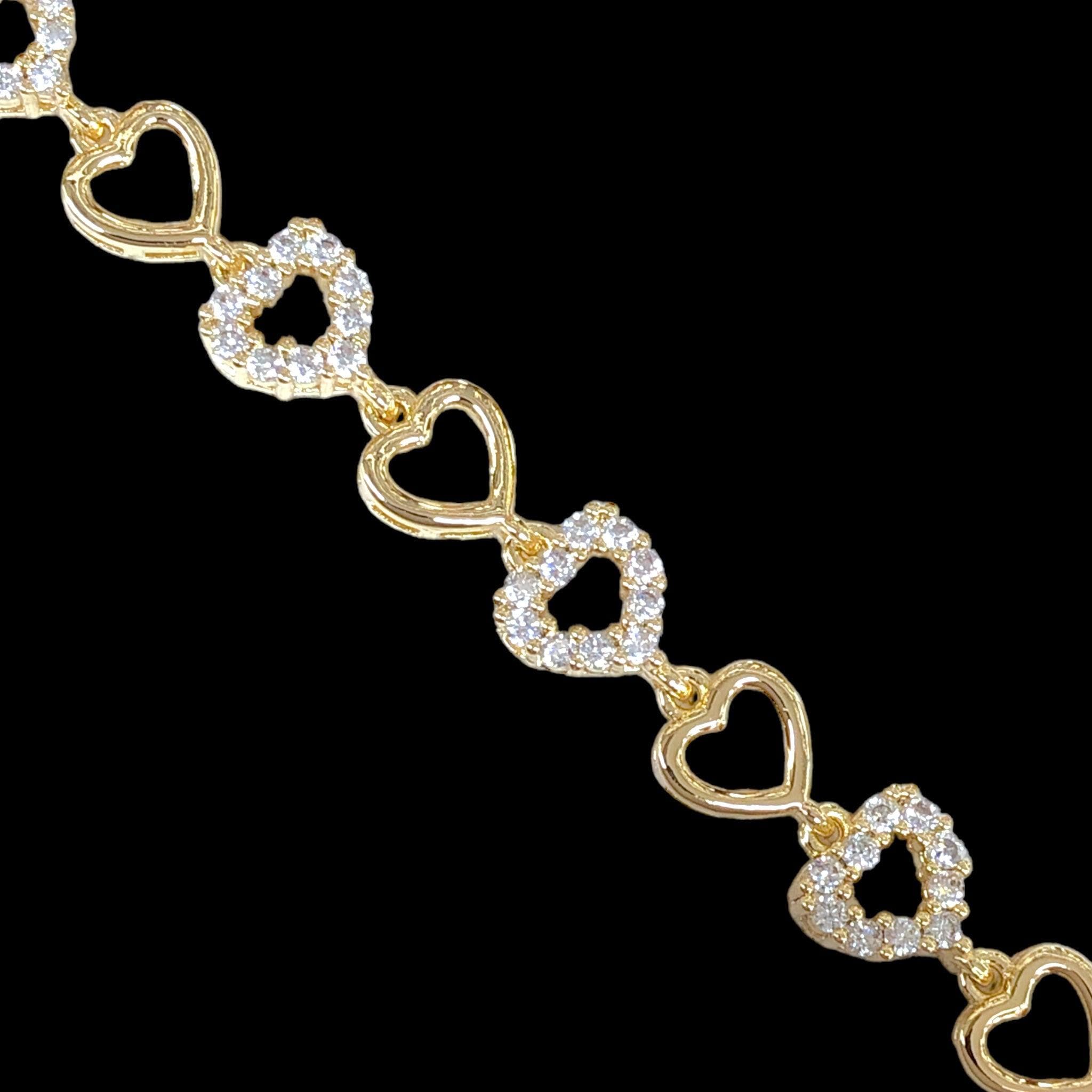18k Gold-Filled CZ Eternal Heart Bracelet- kuania oro laminado