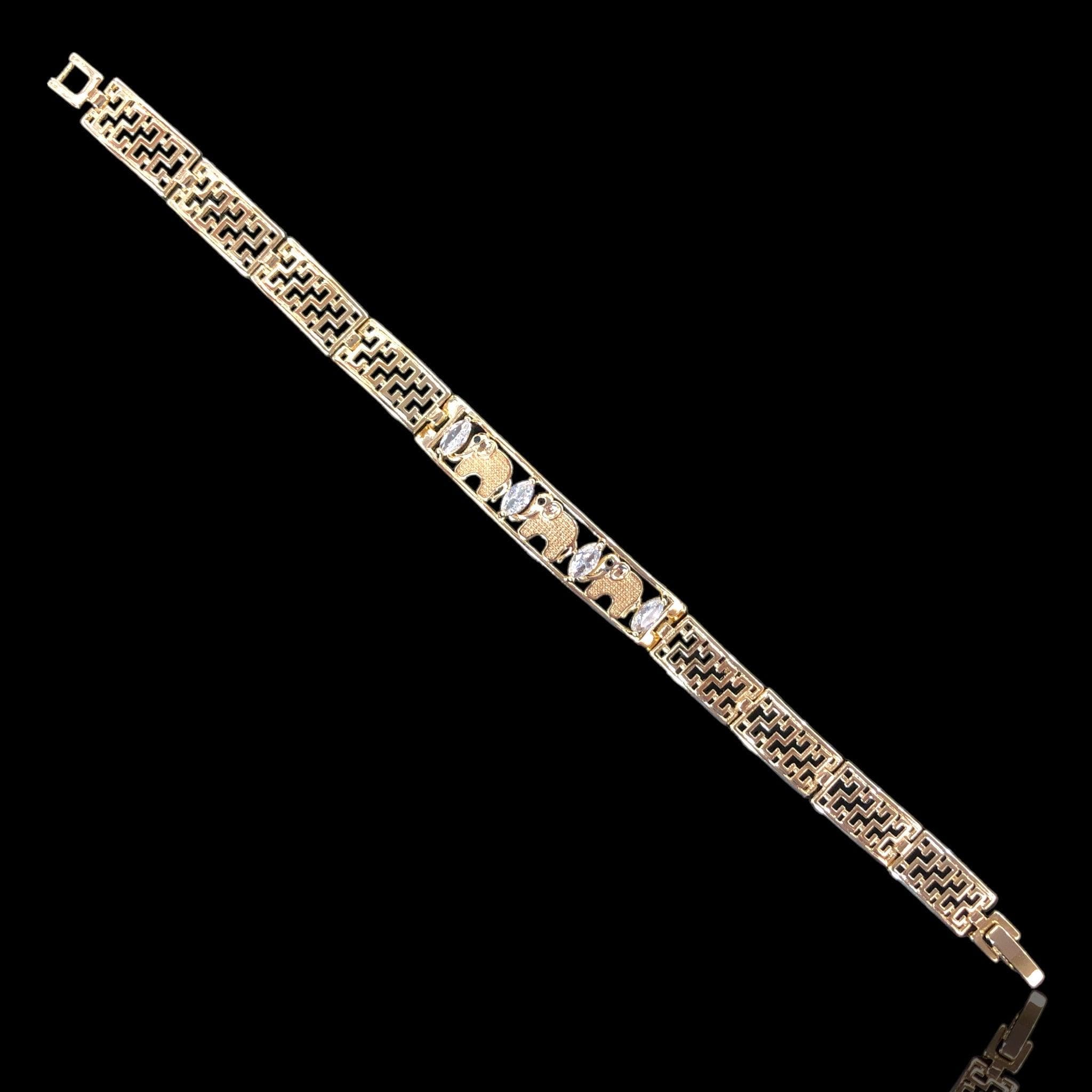 18k Gold-Filled CZ Elephant Bracelet - Kuania Oro Laminado