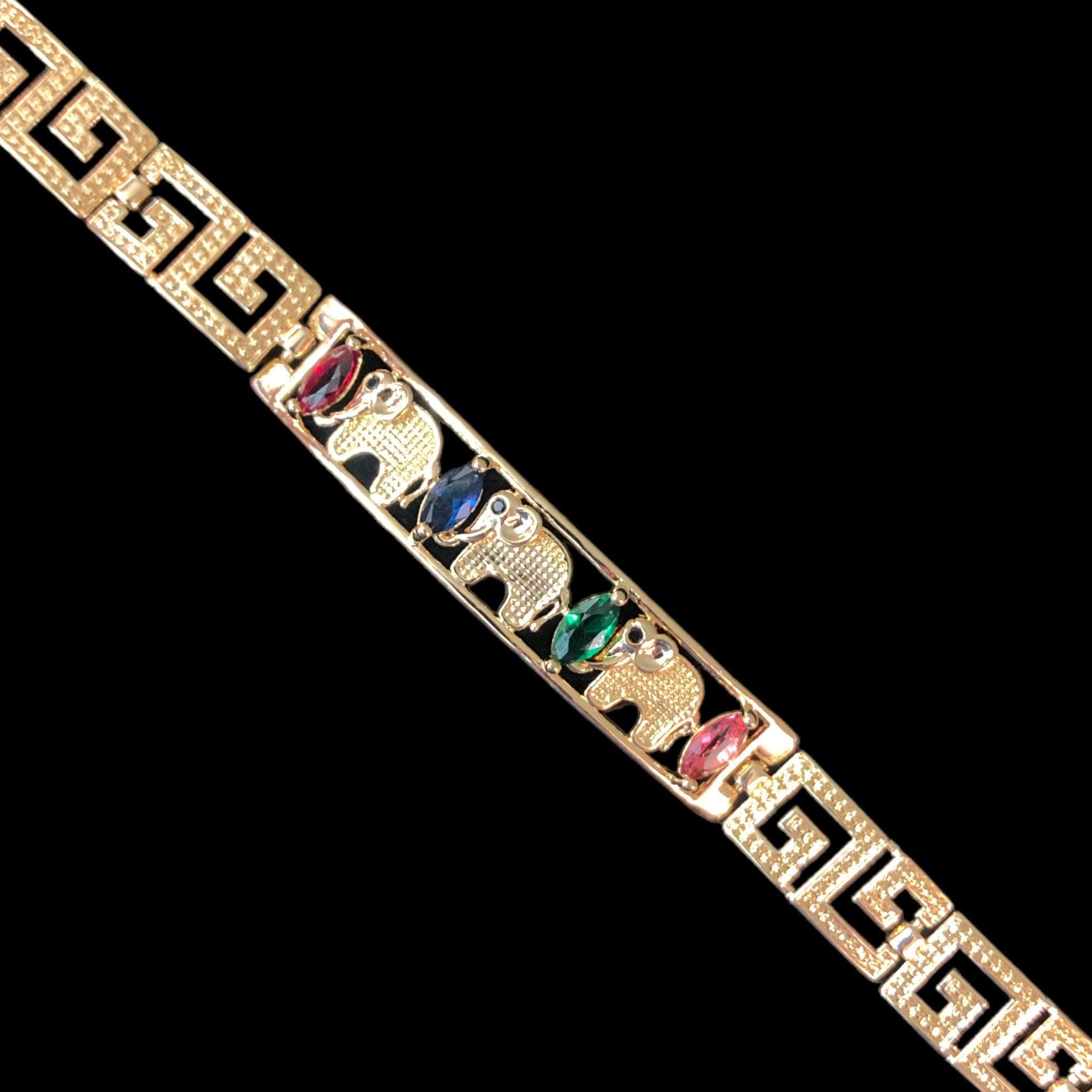 18k Gold-Filled CZ Elephant Bracelet - Kuania Oro Laminado